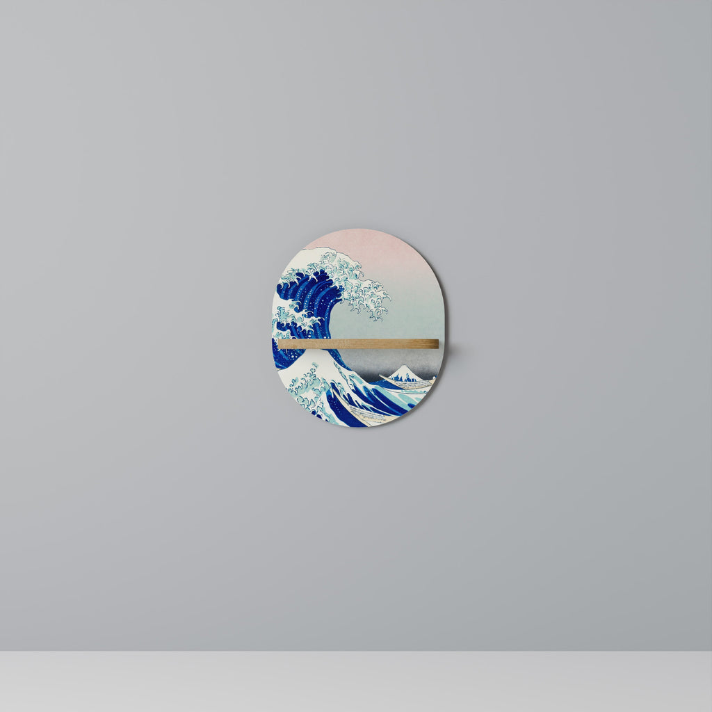 Étagère d'art ovale THE GREAT WAVE effet chêne