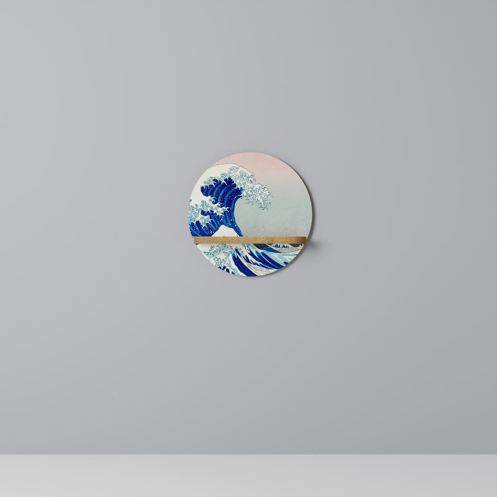 Étagère d'art ronde THE GREAT WAVE effet chêne