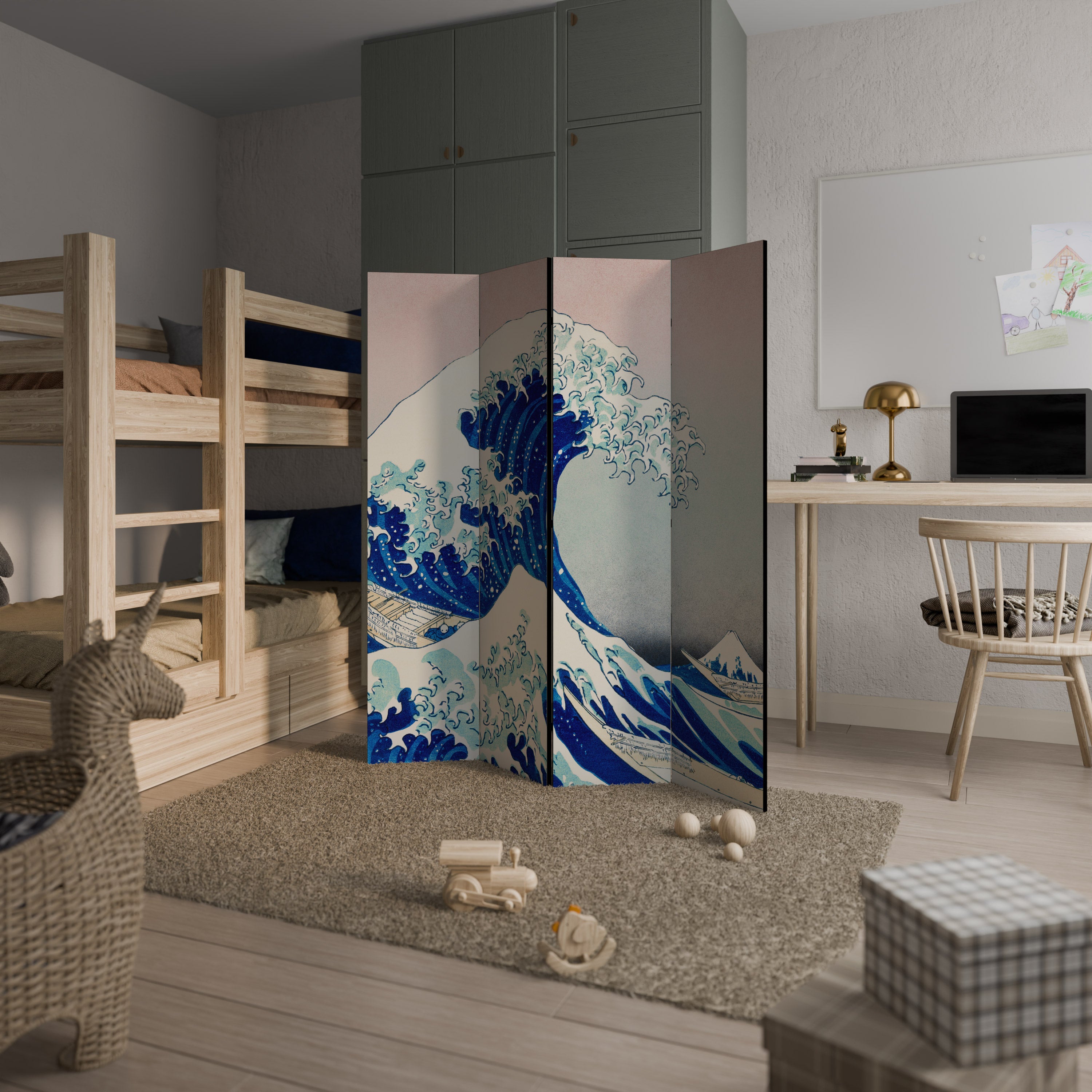THE GREAT WAVE 4-Panel Room Divider