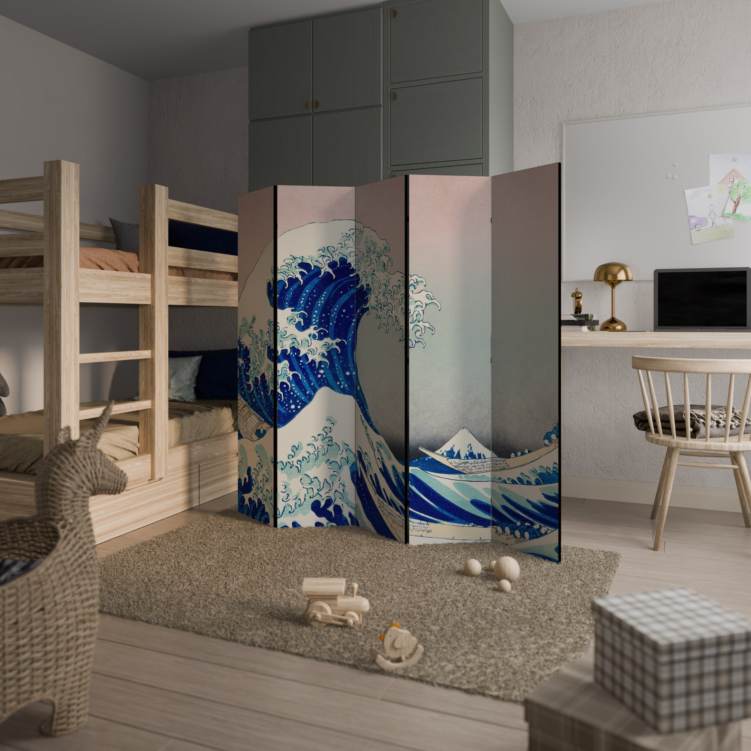 LA GRANDE VAGUE Paravent décoratif à 5 panneaux