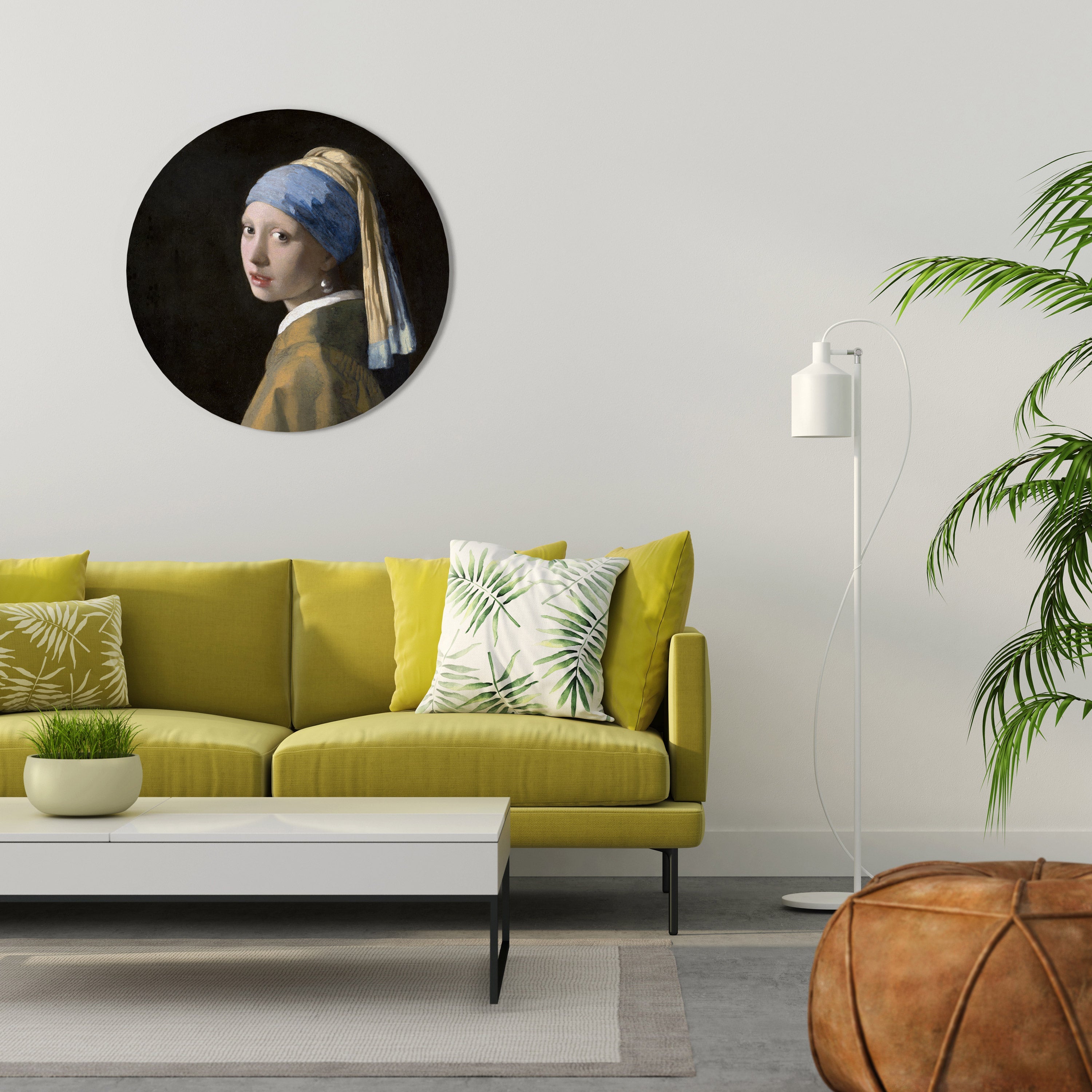 Décoration murale ronde « FILLE À LA PERLE »