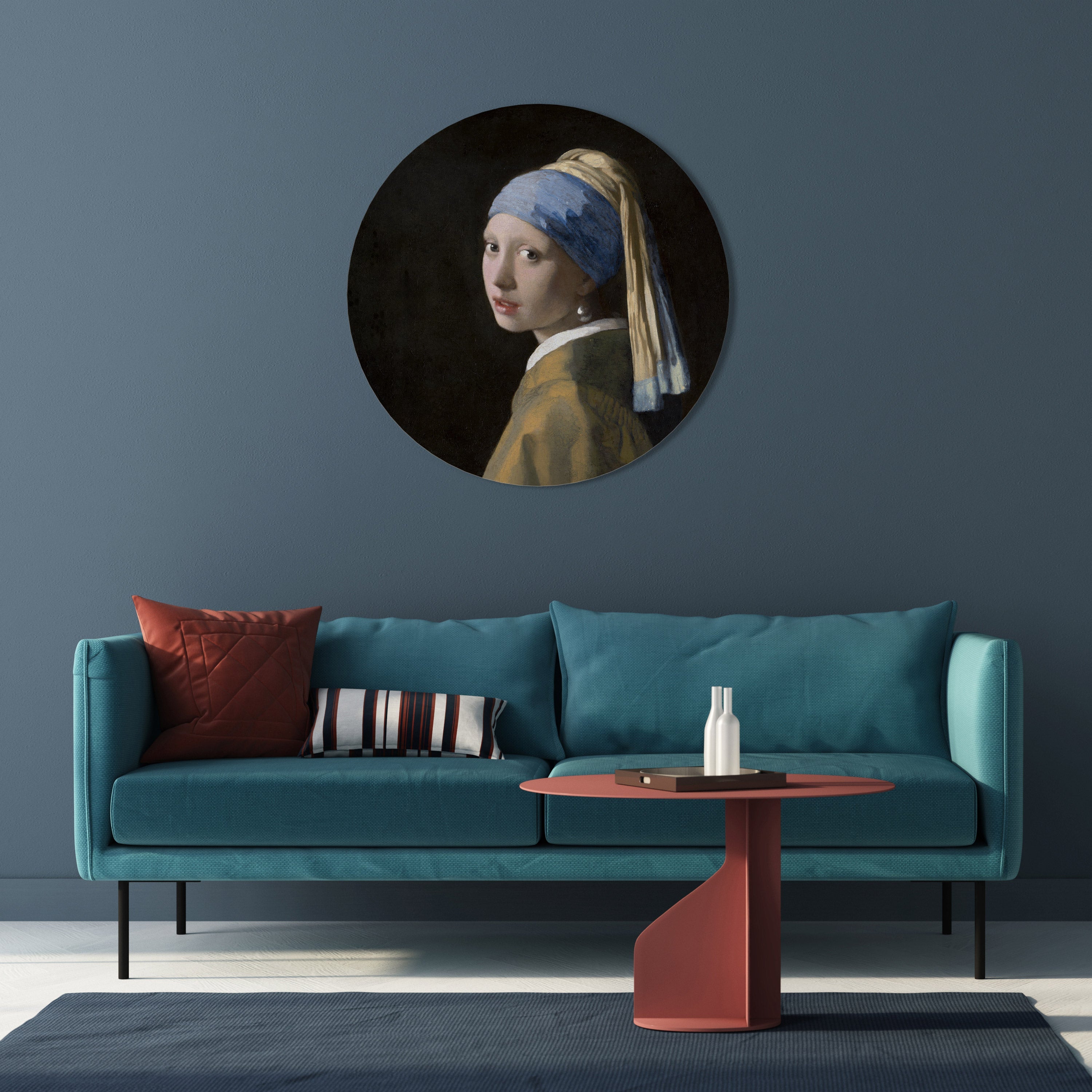 Décoration murale ronde « FILLE À LA PERLE »