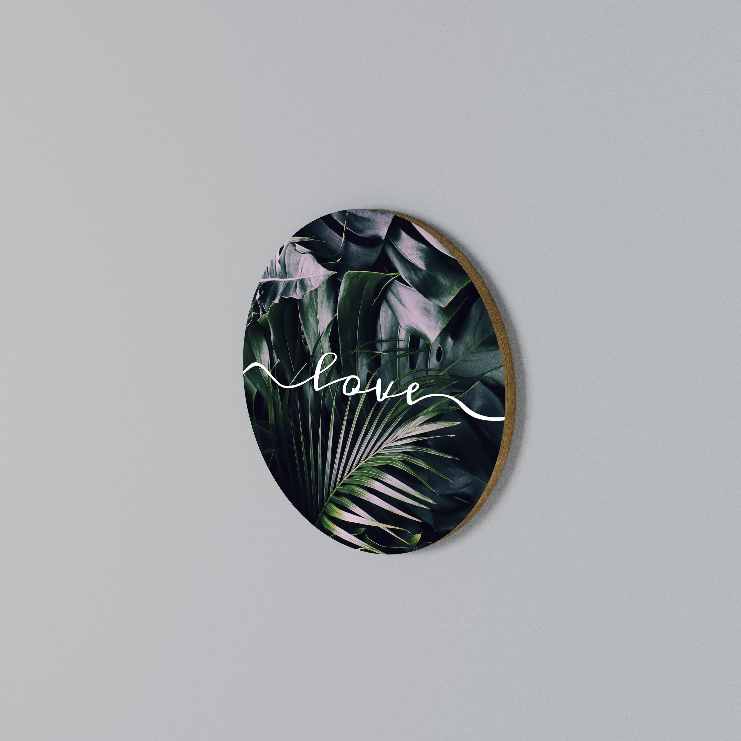 LOVE IN LEAVES Round Wall Art