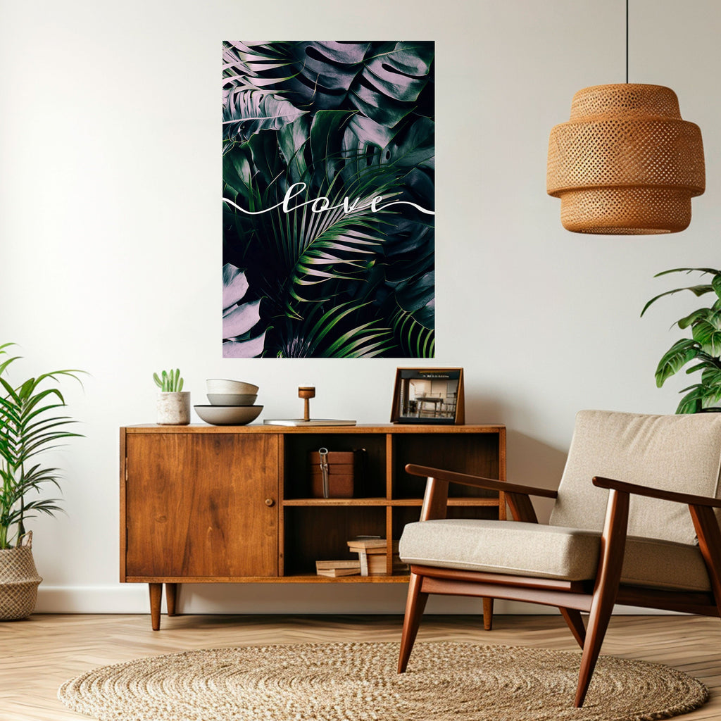 Affiche verticale autocollante LOVE IN LEAVES