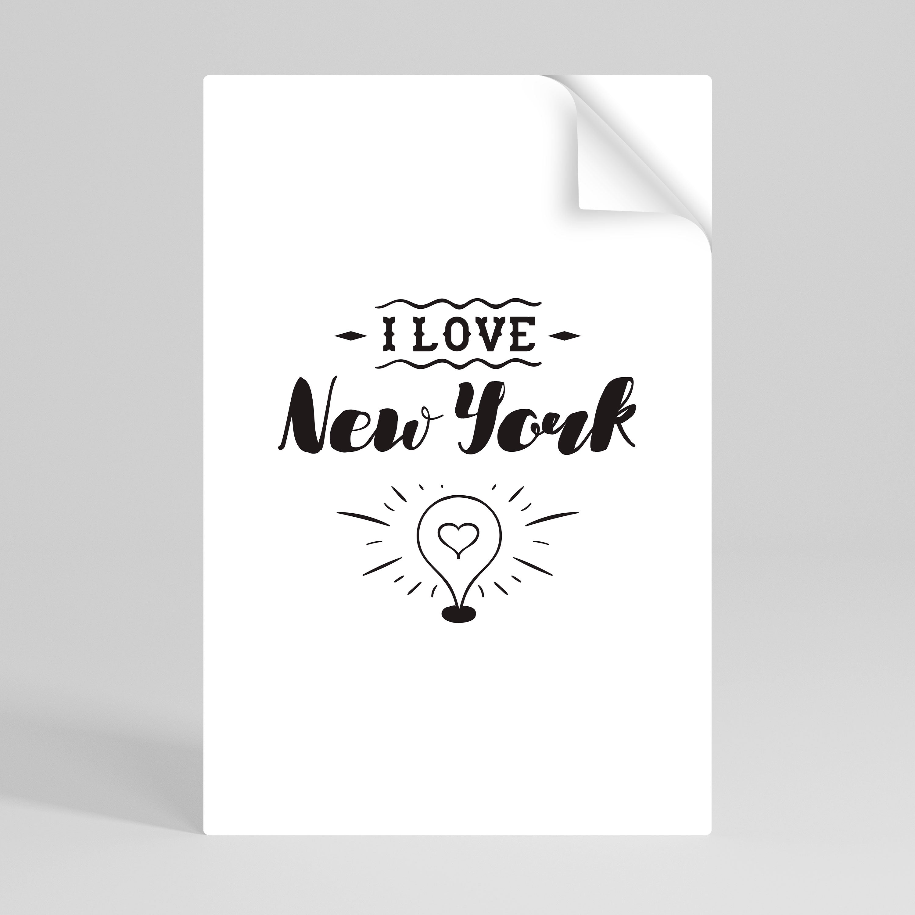 Affiche verticale autocollante « J'AIME NEW YORK »