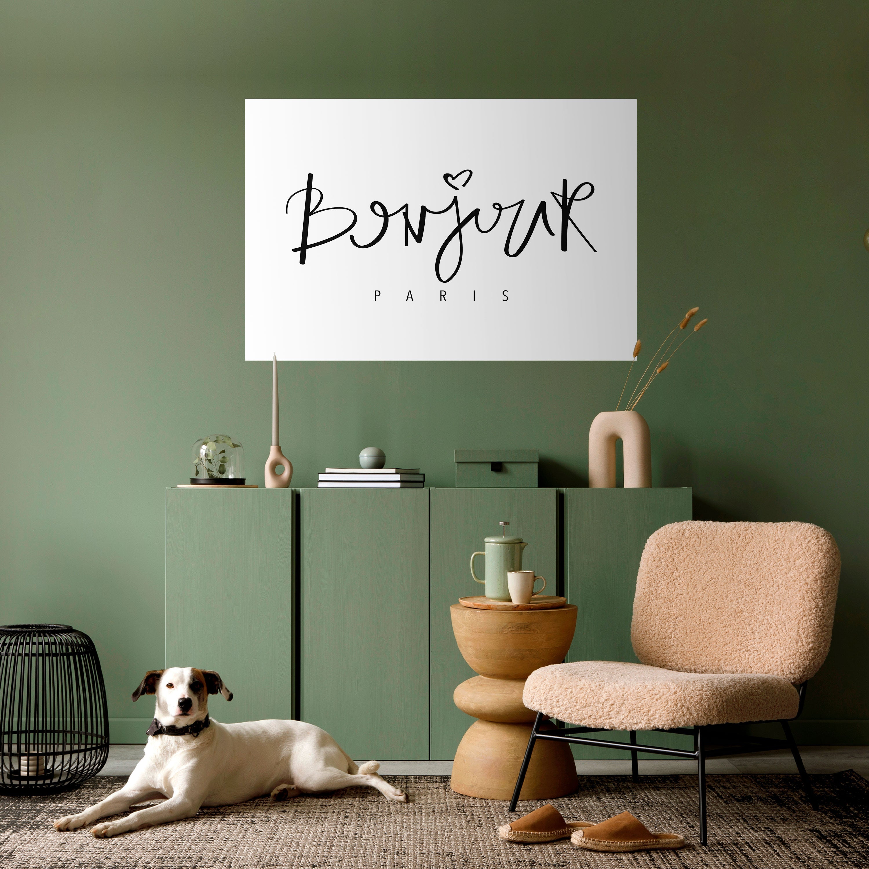 Affiche horizontale autocollante BONJOUR LOVE