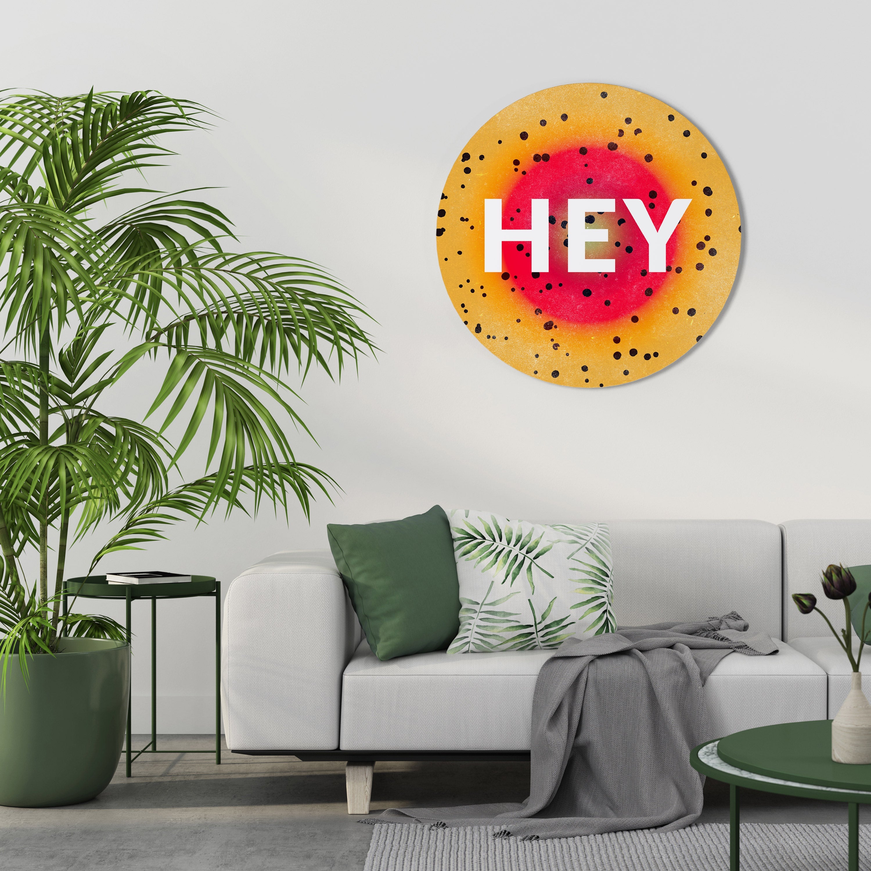 HEY THERE Art mural rond
