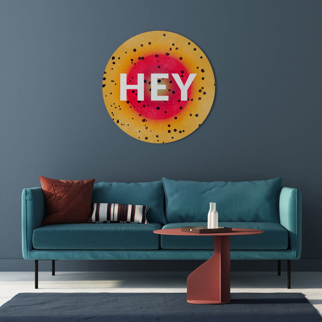 HEY THERE Art mural rond
