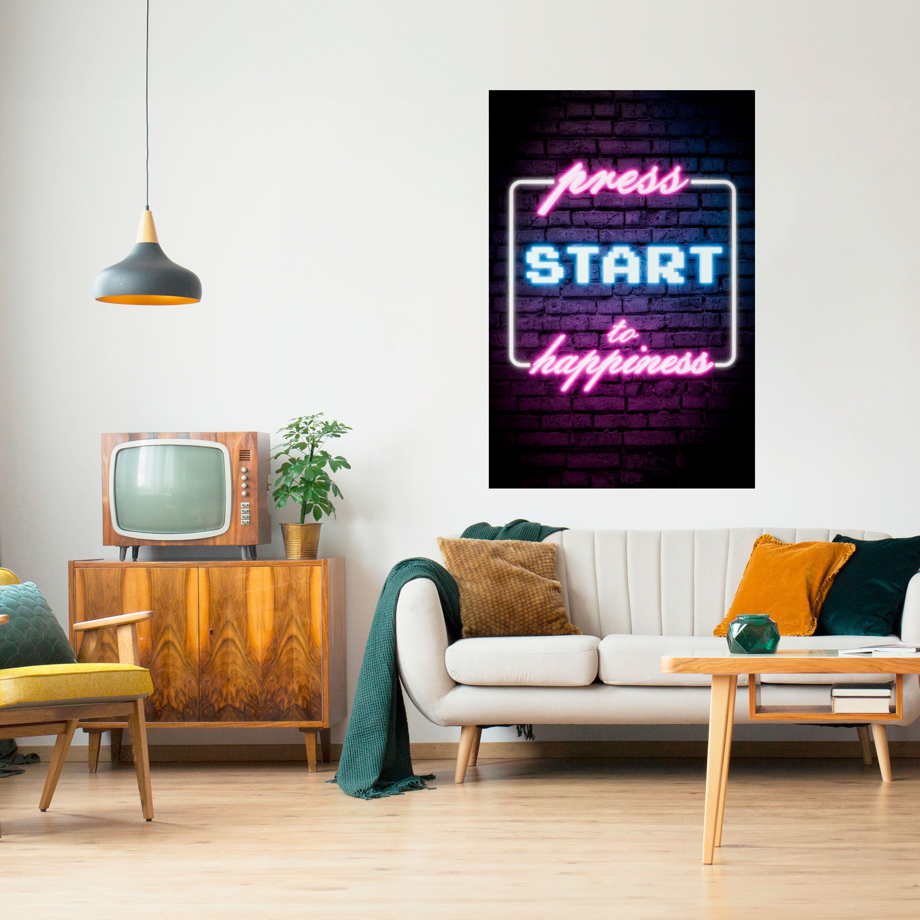 APPUYEZ SUR PLAY POUR LA JOIE Affiche verticale autocollante