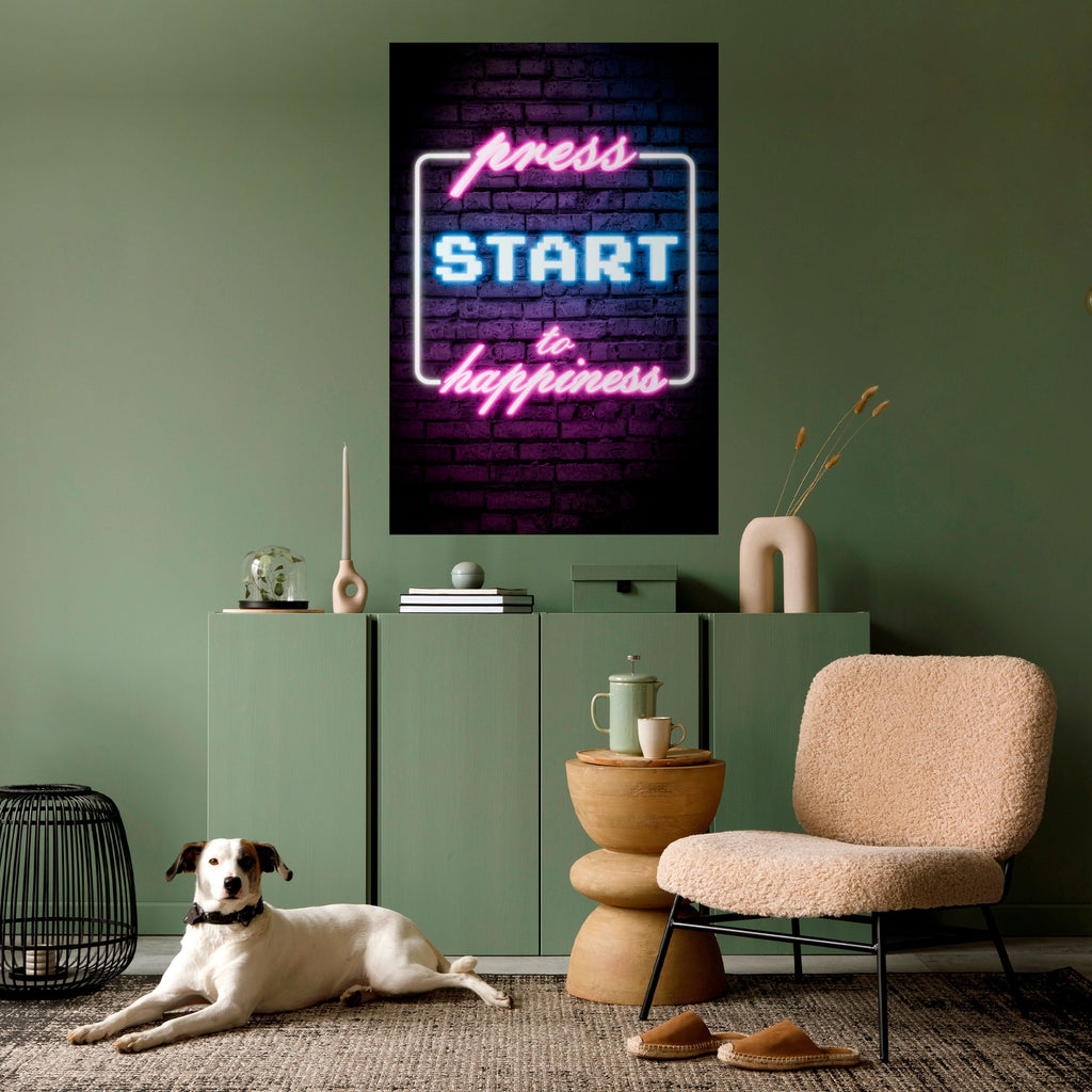 APPUYEZ SUR PLAY POUR LA JOIE Affiche verticale autocollante