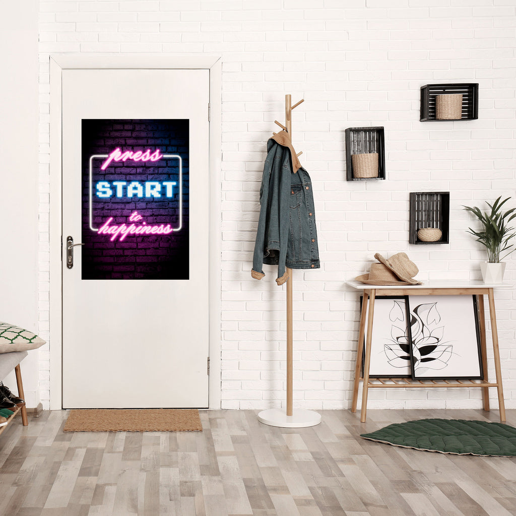 APPUYEZ SUR PLAY POUR LA JOIE Affiche verticale autocollante