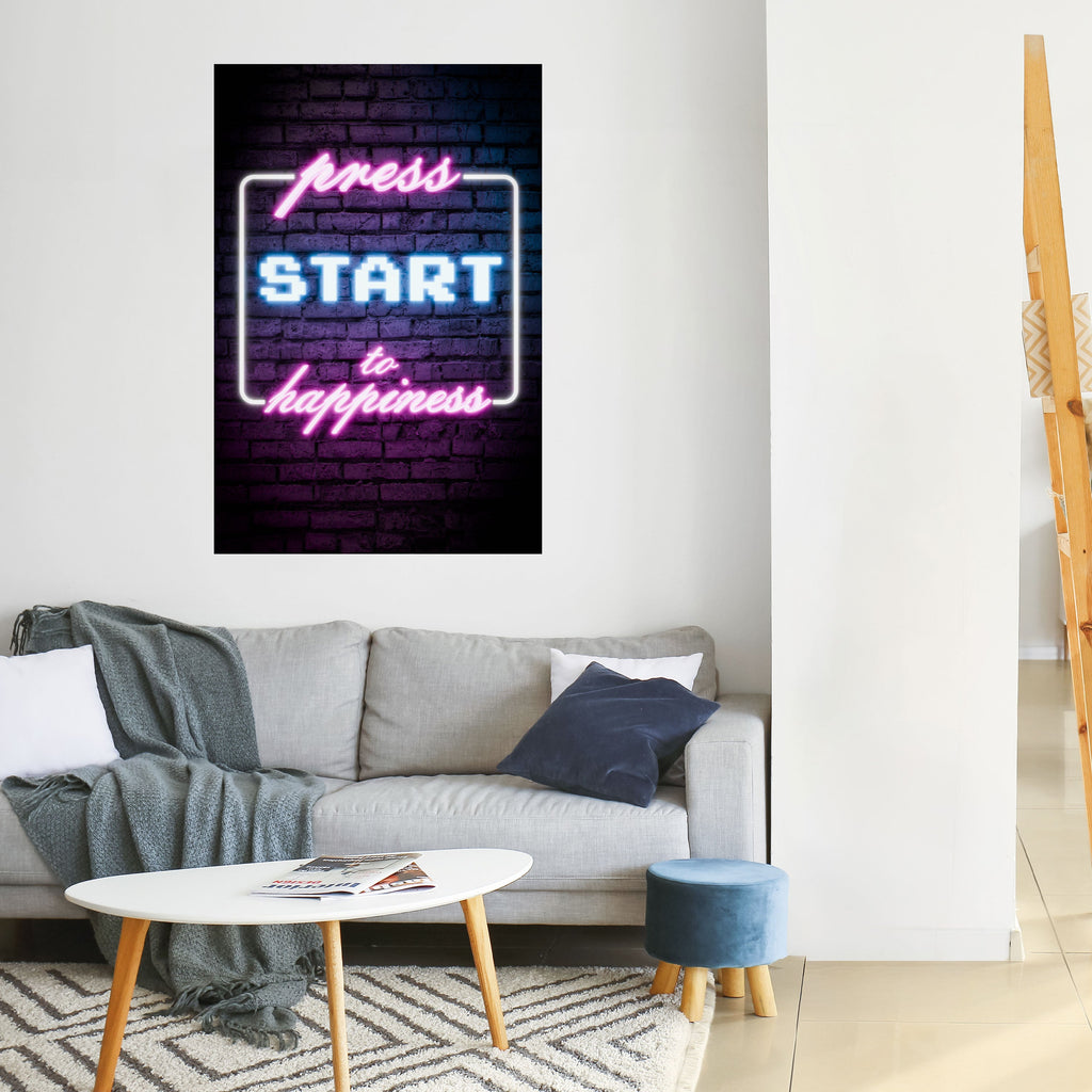 APPUYEZ SUR PLAY POUR LA JOIE Affiche verticale autocollante