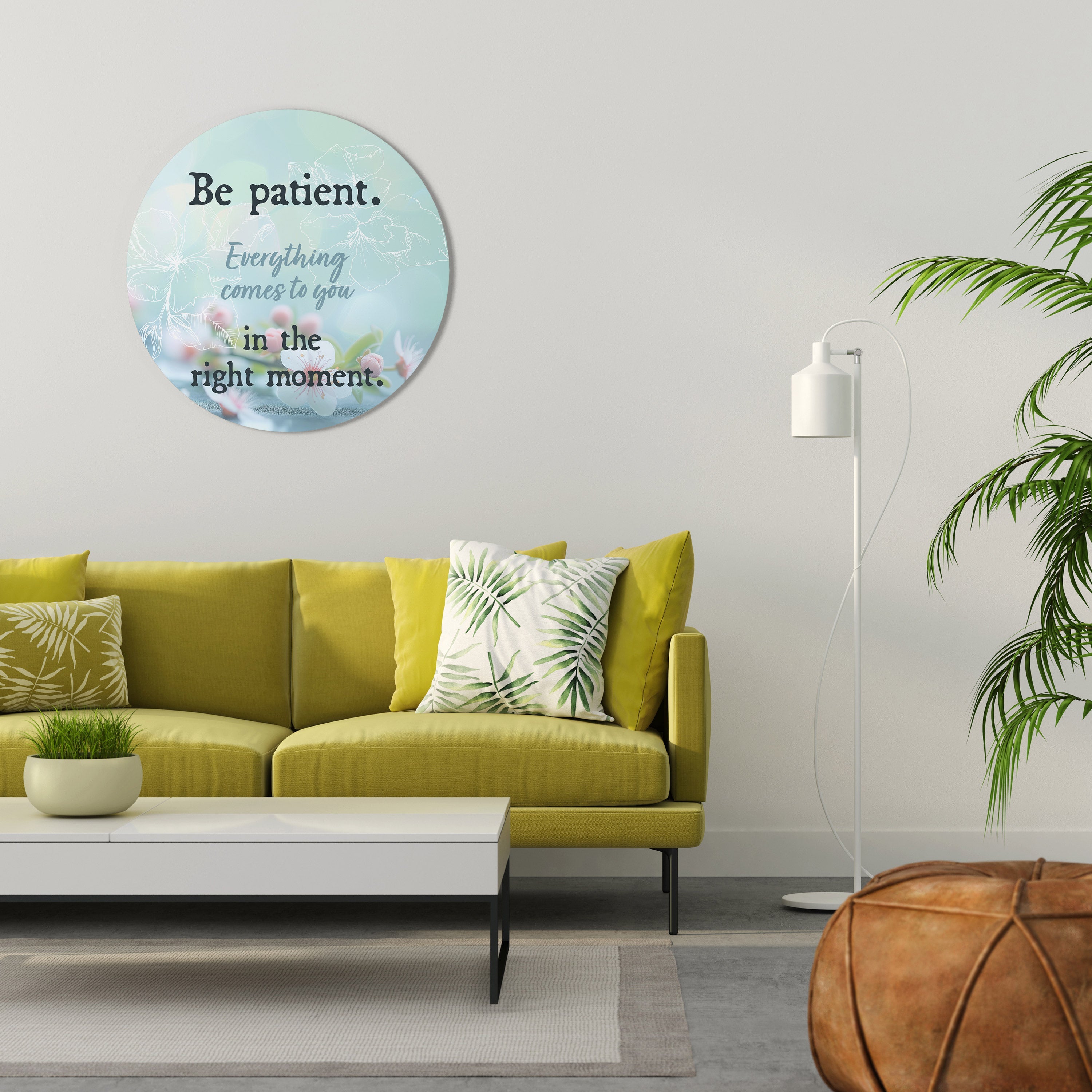 Art mural rond PATIENCE EN FLEUR