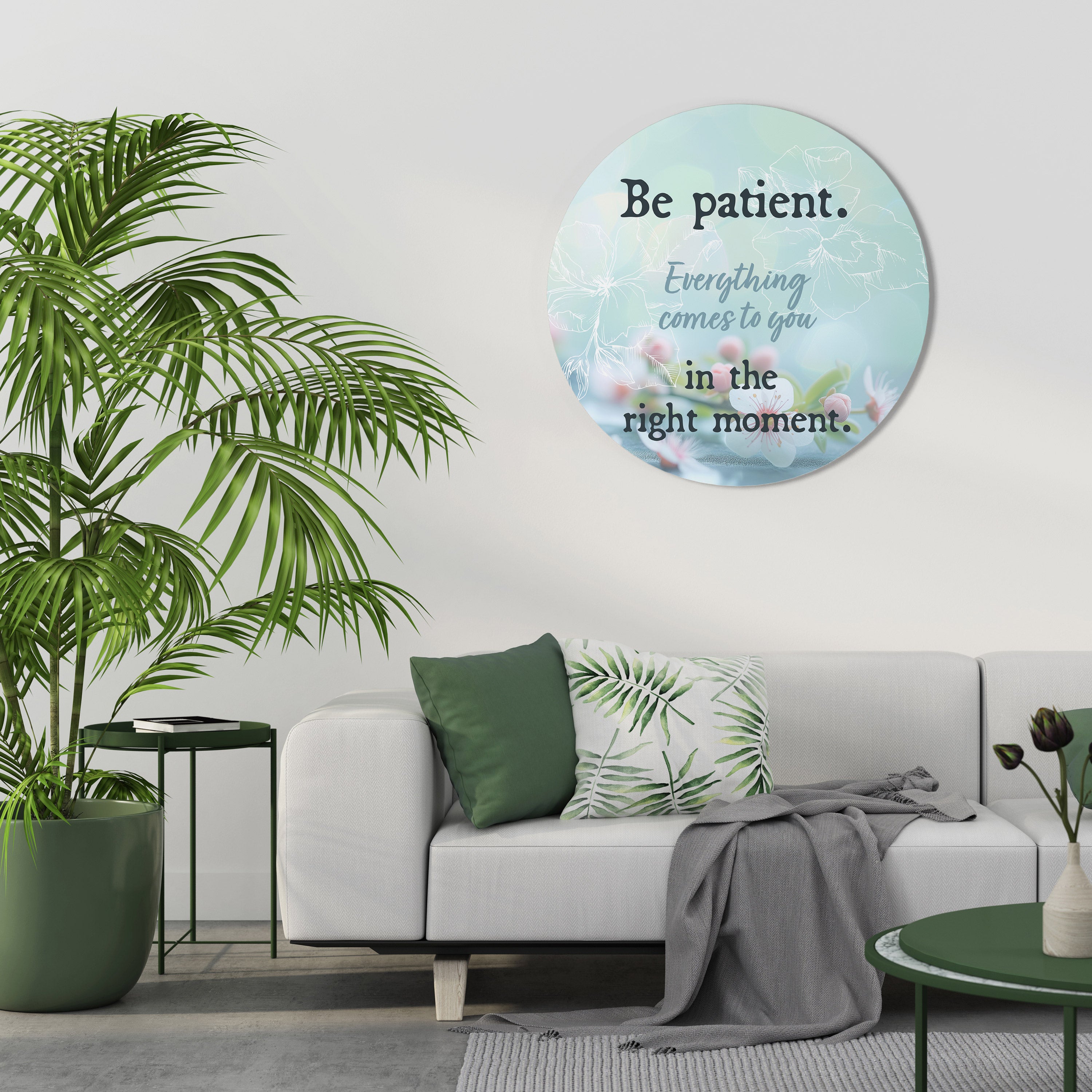 Art mural rond PATIENCE EN FLEUR
