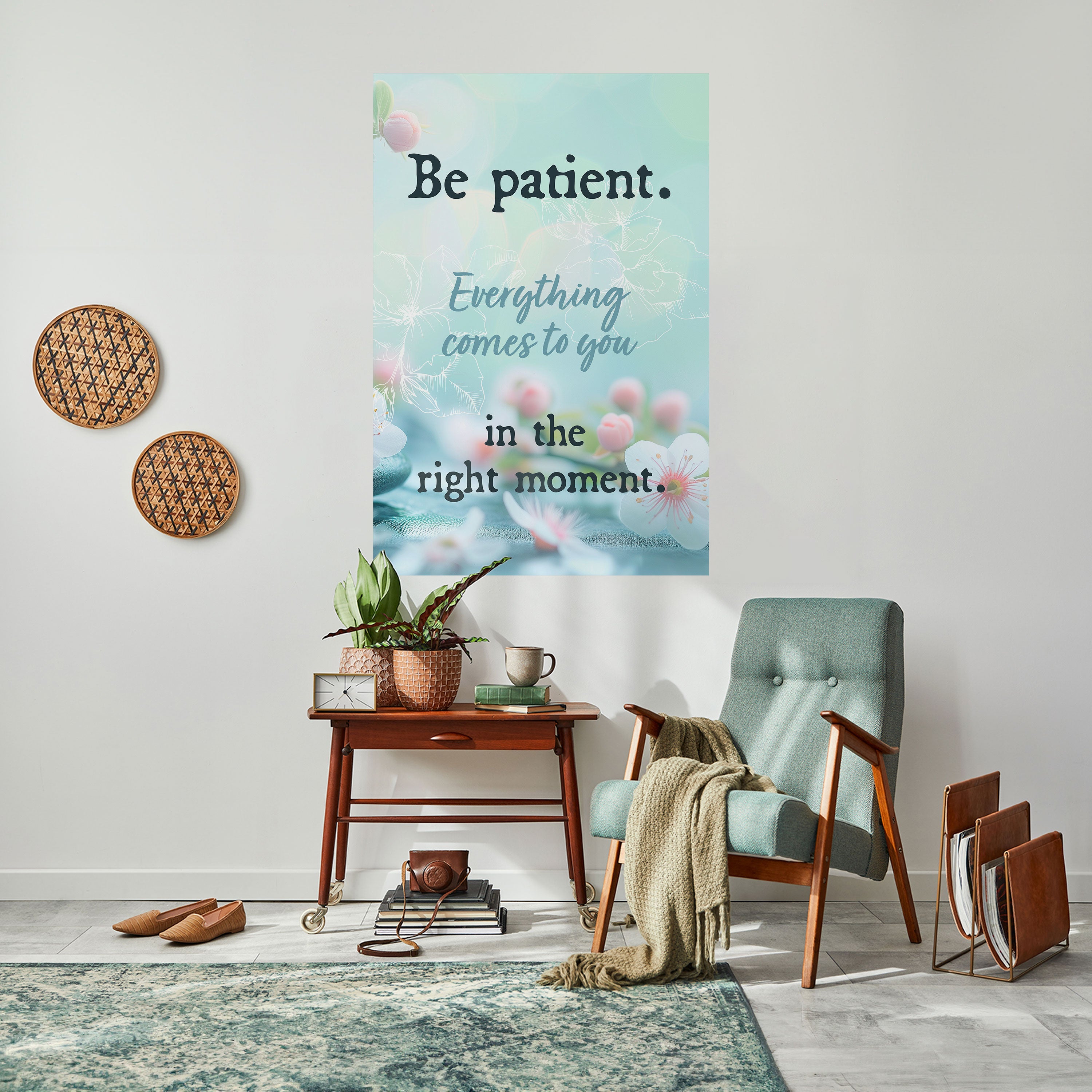 Affiche verticale autocollante « PATIENCE EN FLEUR »