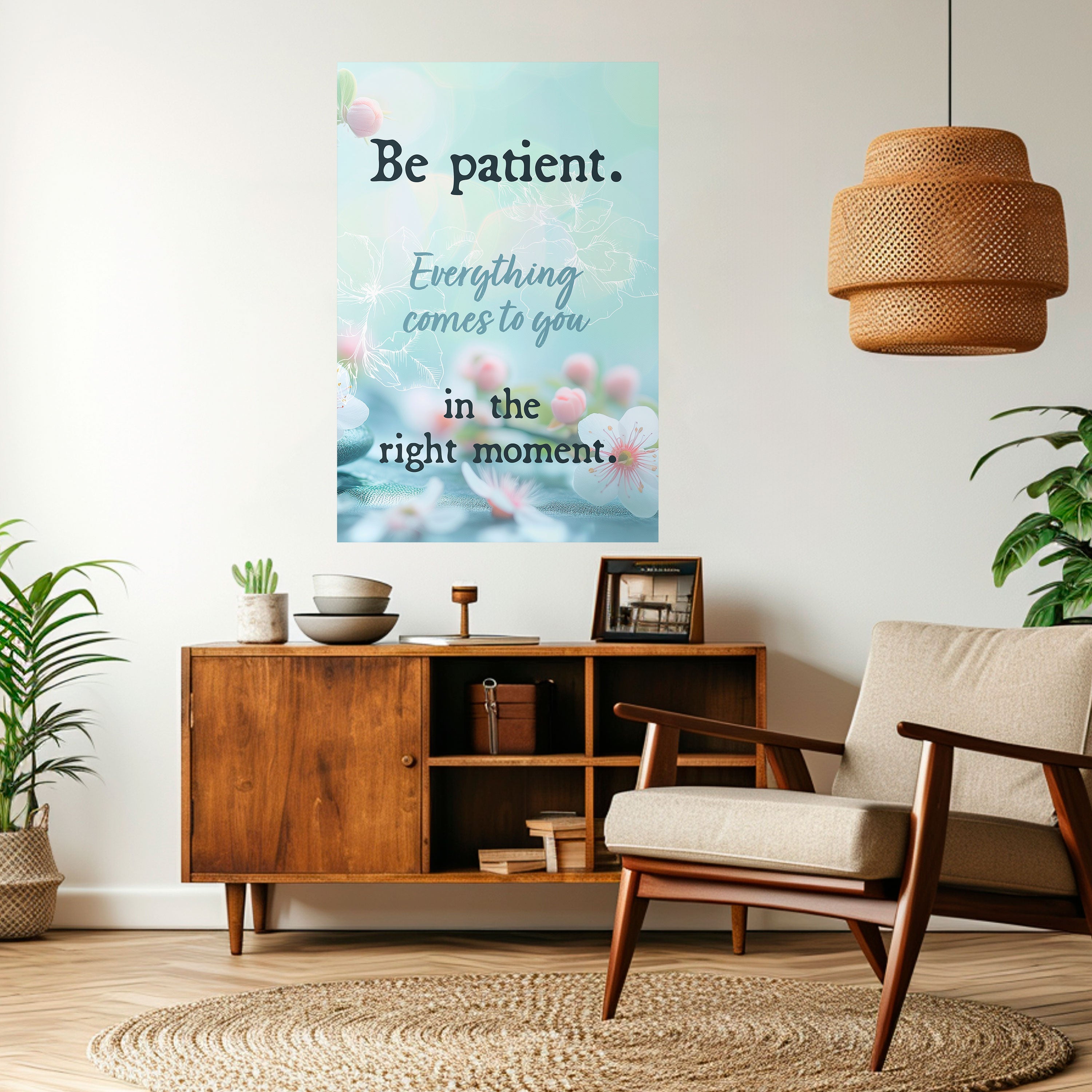 Affiche verticale autocollante « PATIENCE EN FLEUR »