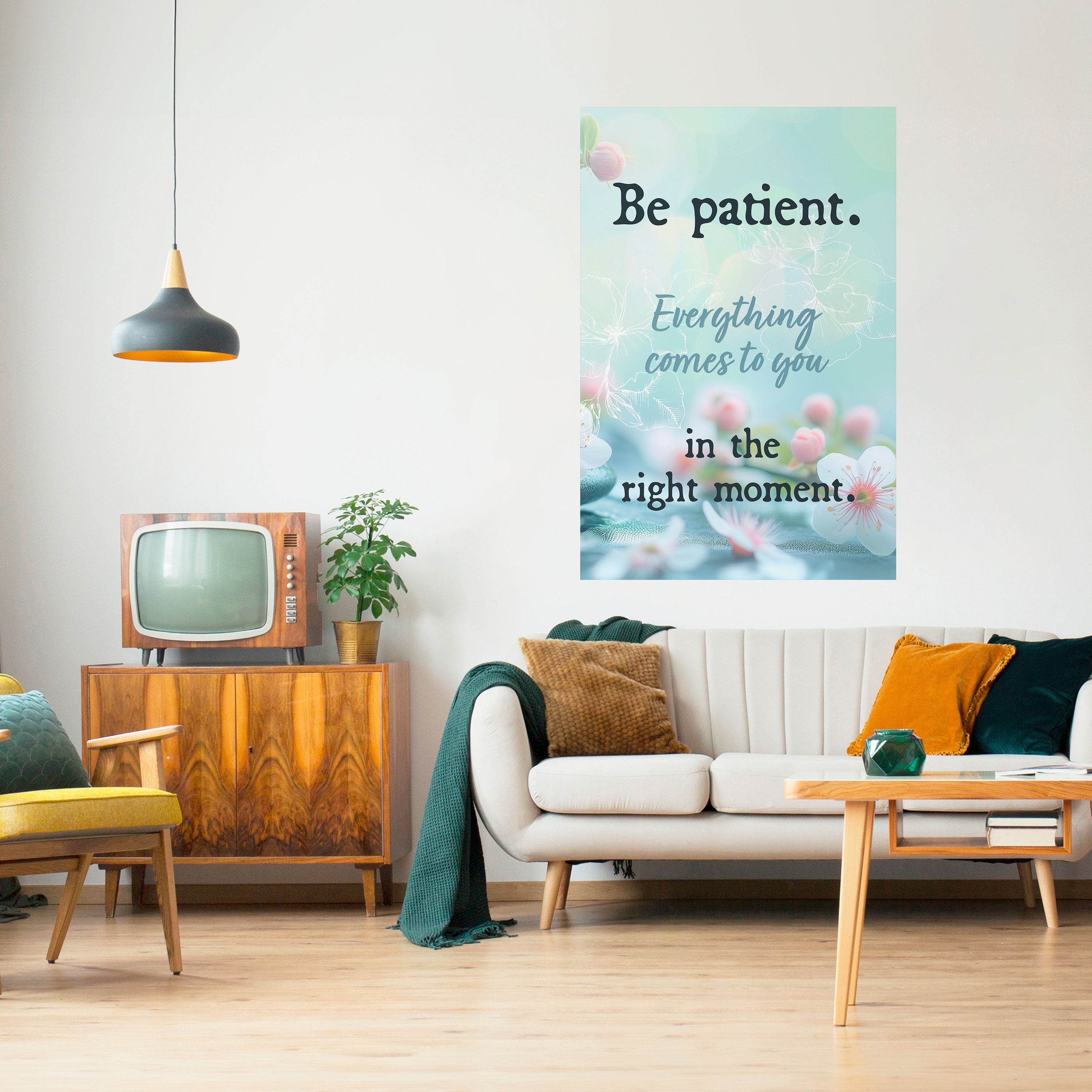 Affiche verticale autocollante « PATIENCE EN FLEUR »