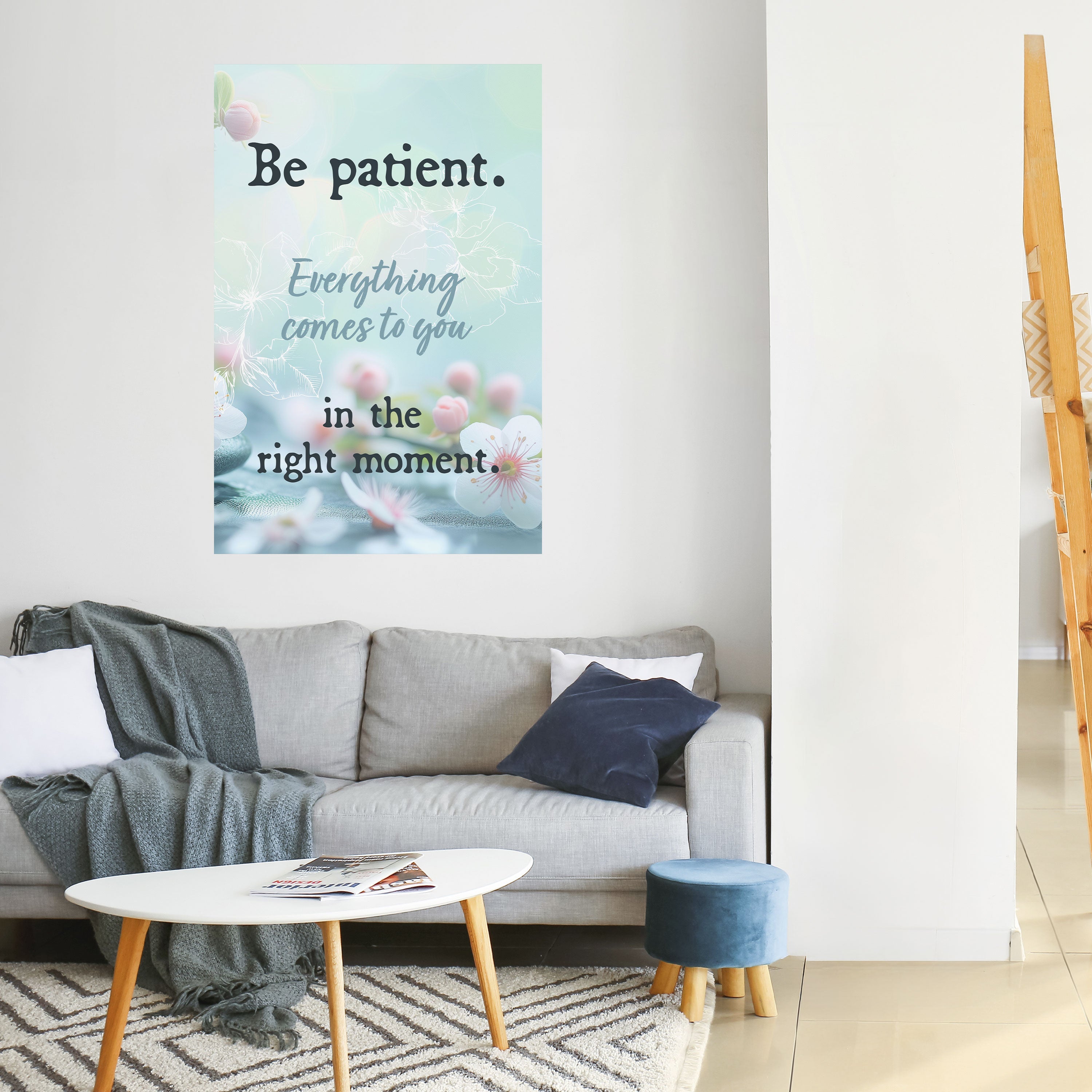 Affiche verticale autocollante « PATIENCE EN FLEUR »