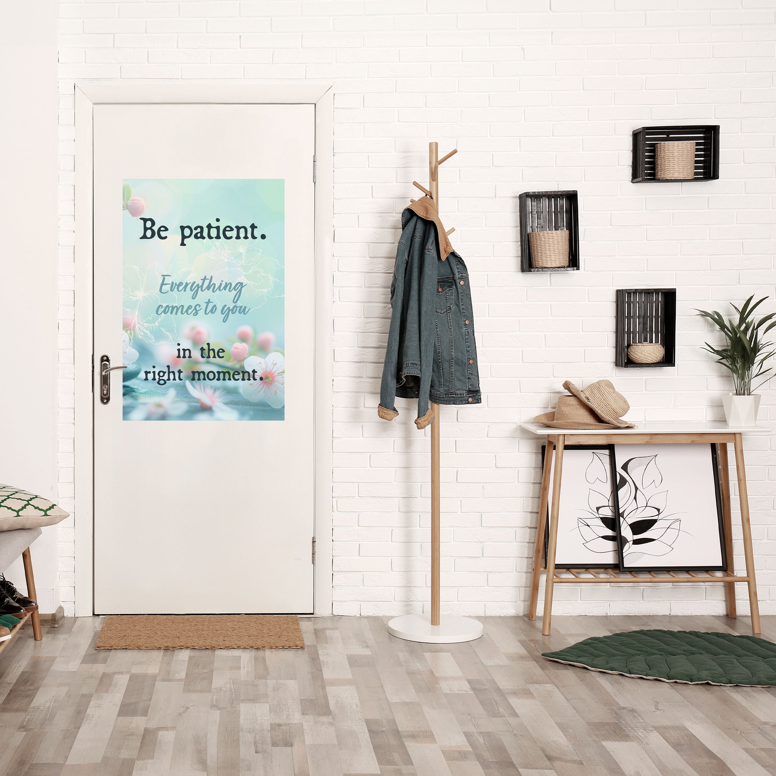Affiche verticale autocollante « PATIENCE EN FLEUR »