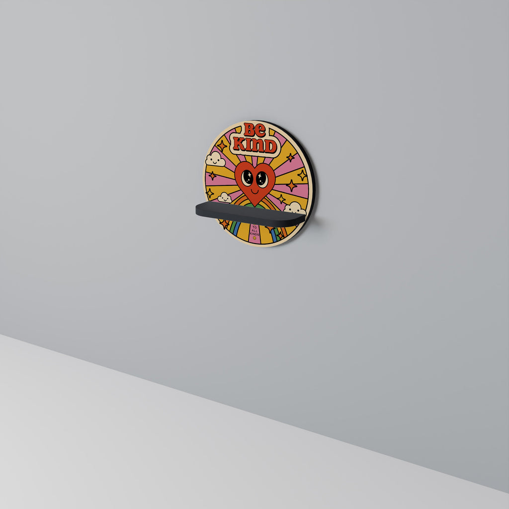 BE KIND Round Art Shelf In Black Finish