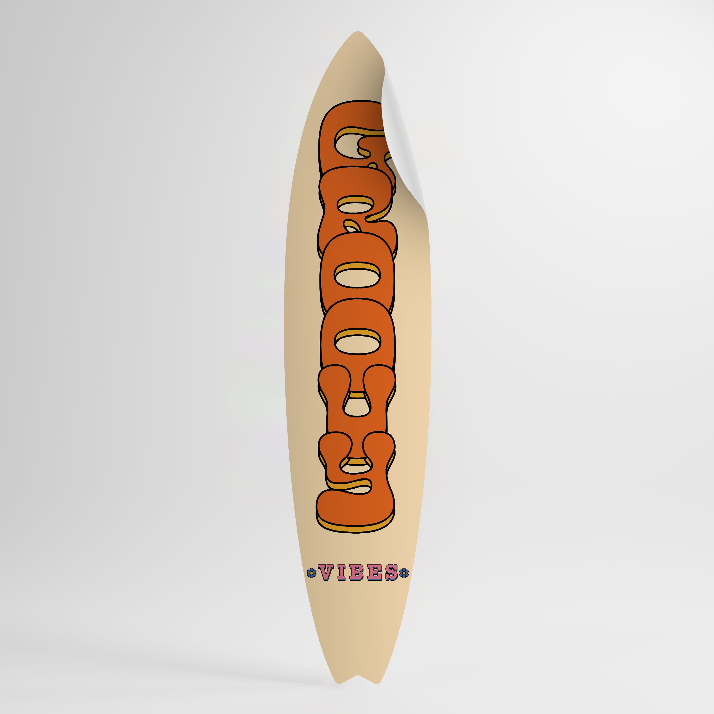 GROOVY VIBES Peel and Stick Surfboard Sticker