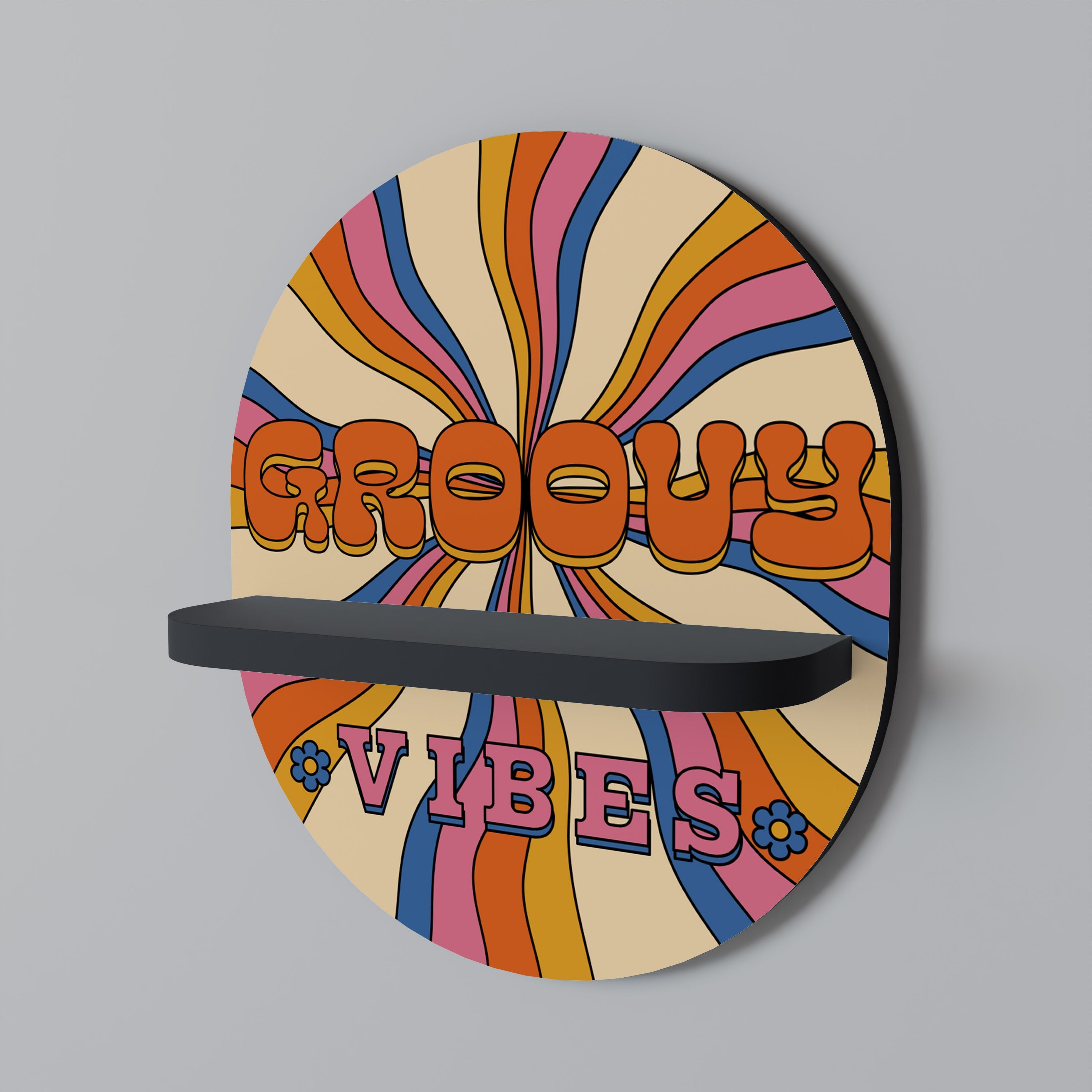 Étagère d'art ovale RADIANT GROOVY VIBES en finition noire