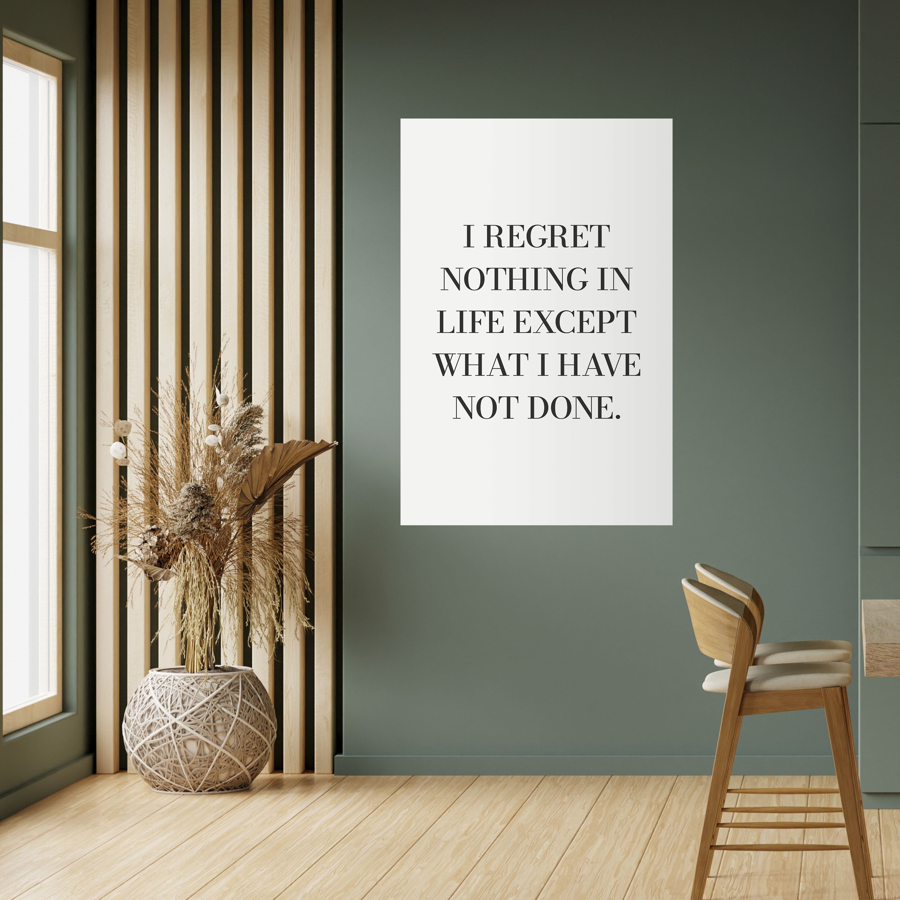 Affiche verticale autocollante « REGRET NOTHING »