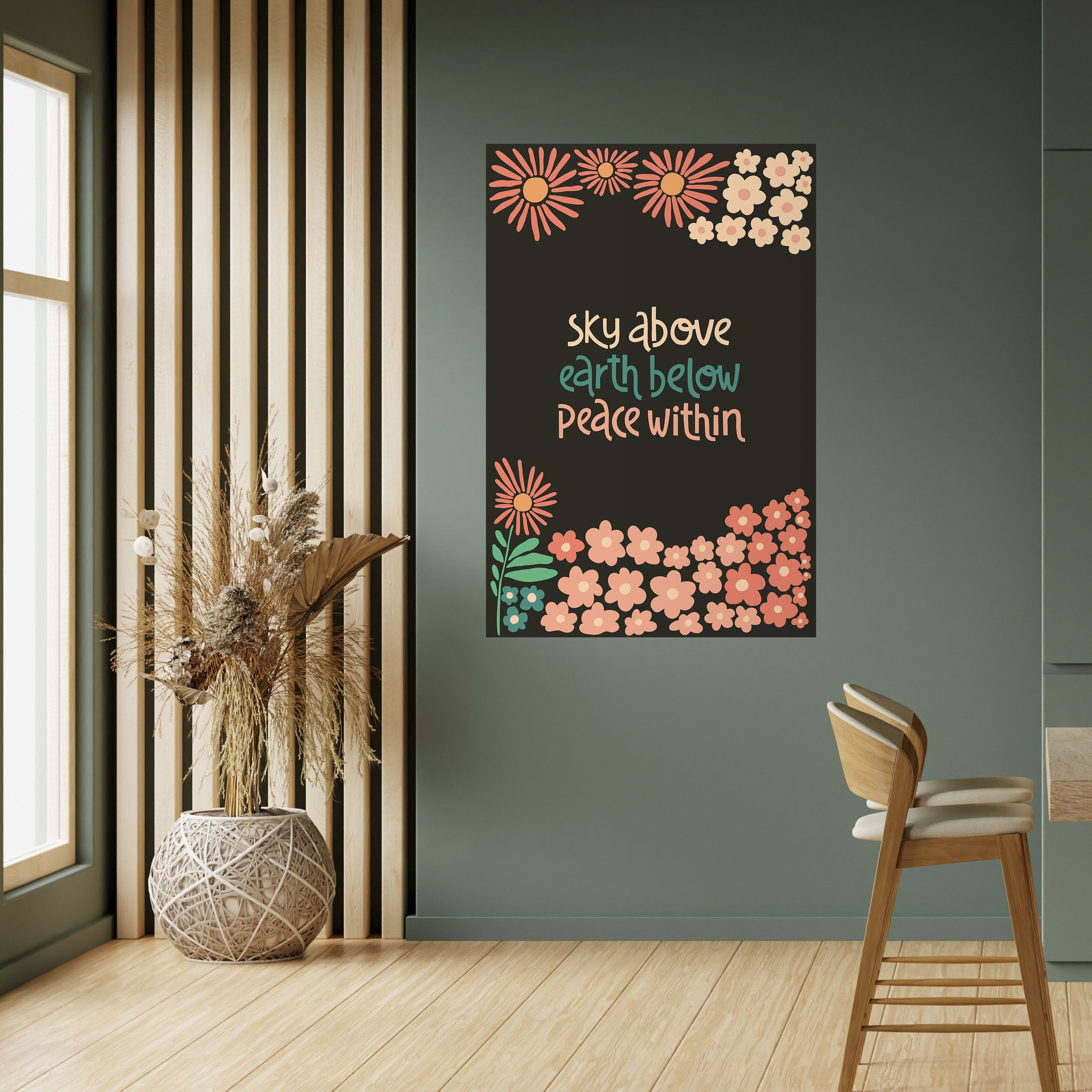 Affiche verticale autocollante « PAIX INTÉRIEURE »