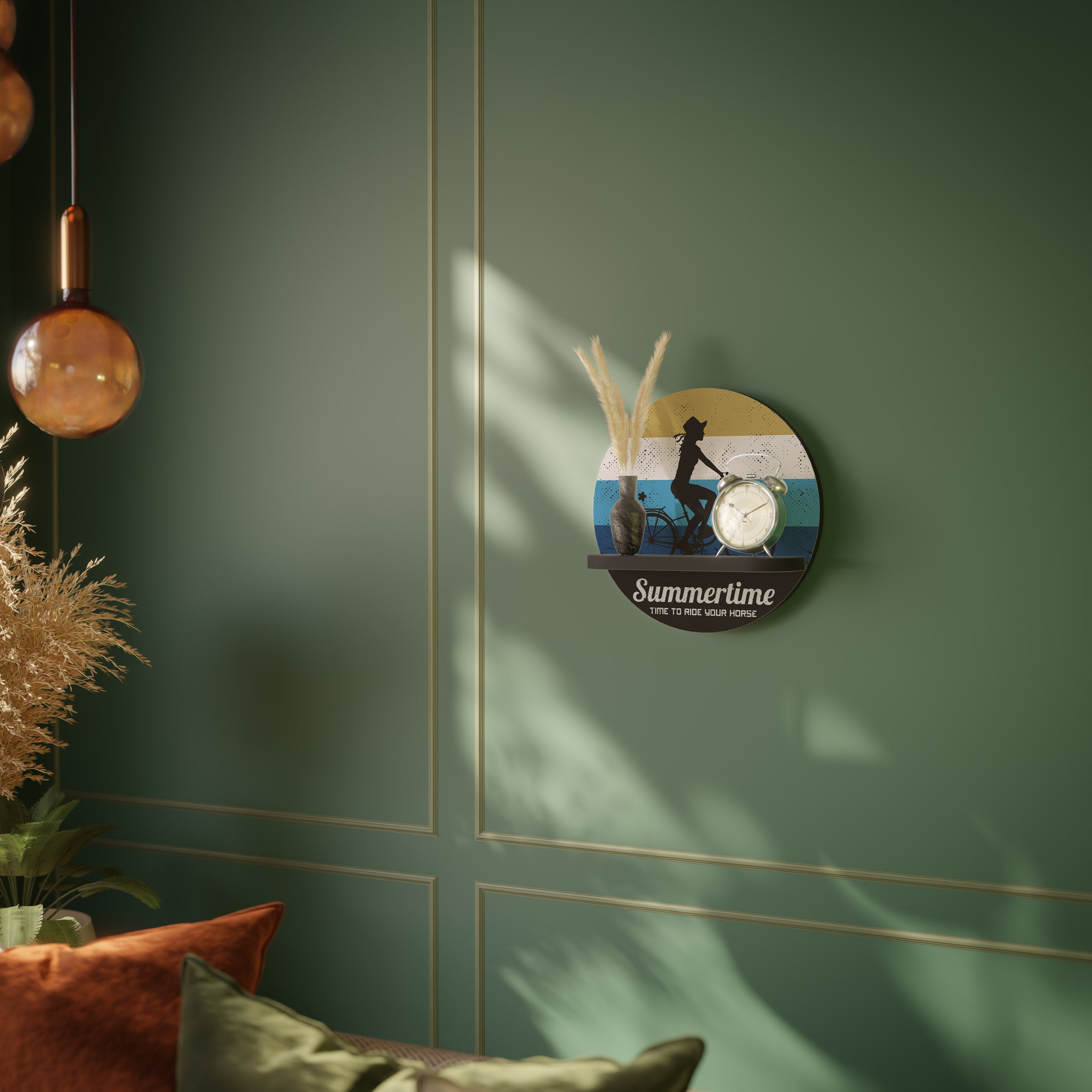 SUMMERTIME Round Art Shelf In Black Finish