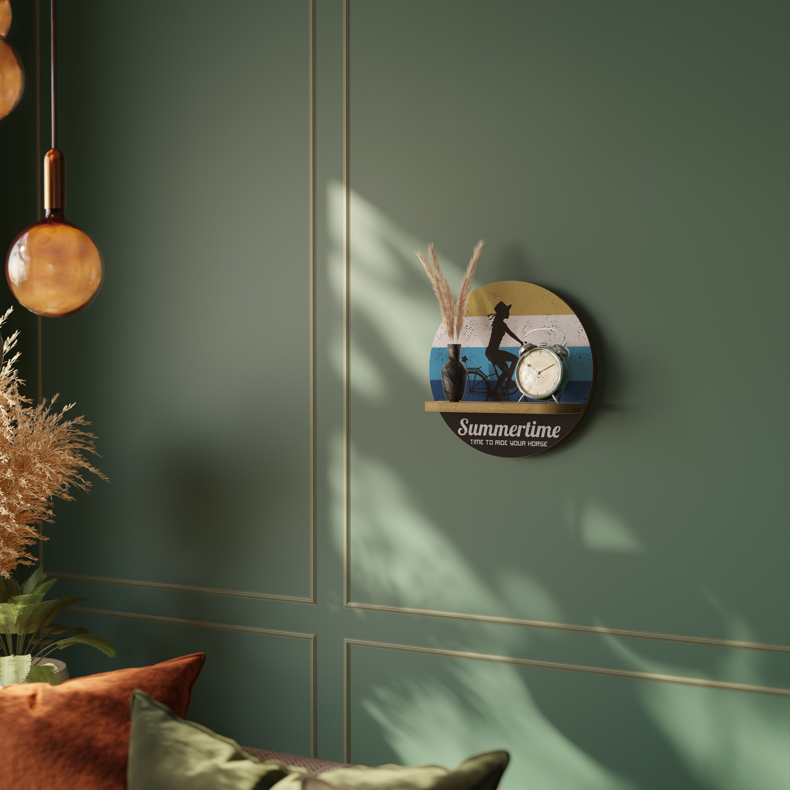 Étagère d'art ronde SUMMERTIME effet chêne