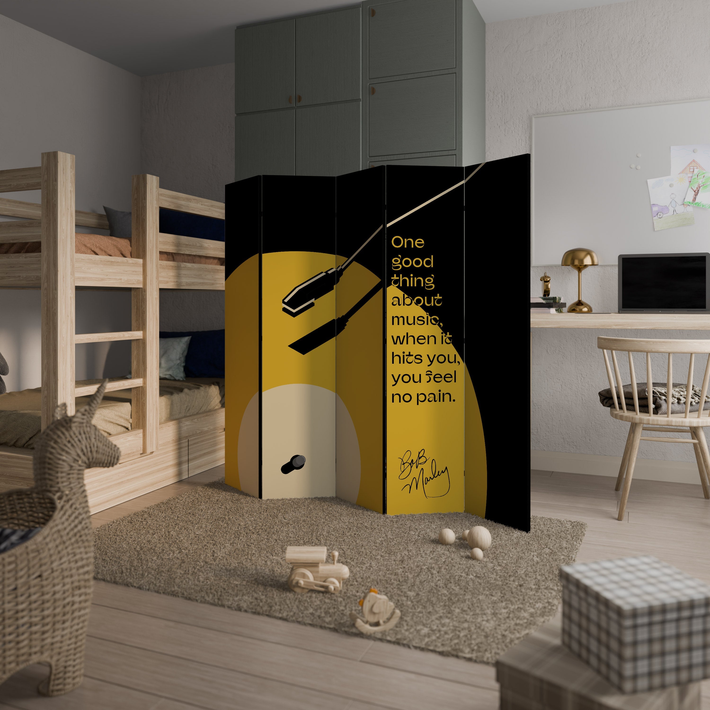 MUSIQUE - NO PAIN Paravent décoratif à 5 panneaux