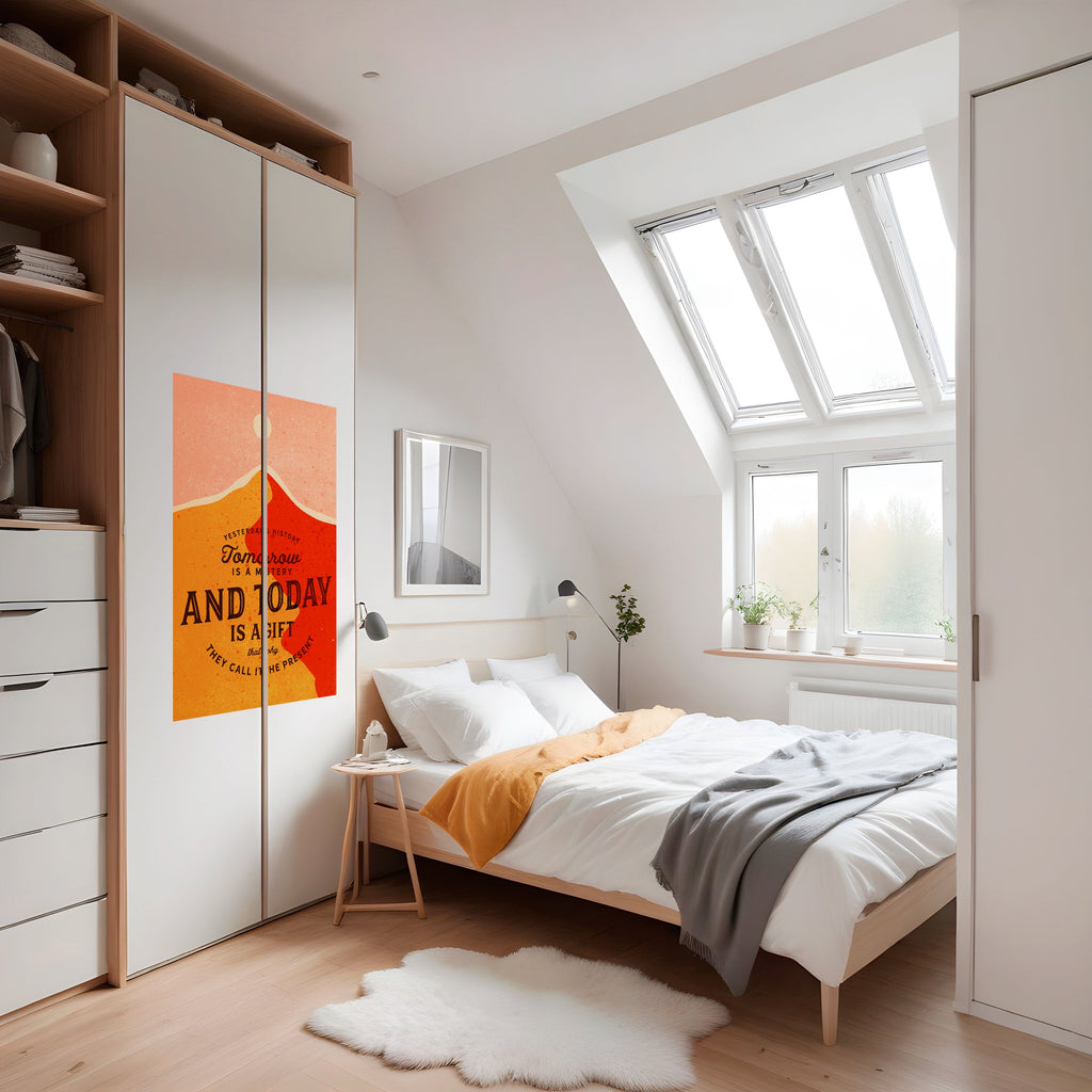 Affiche verticale autocollante « AUJOURD'HUI EST UN CADEAU »