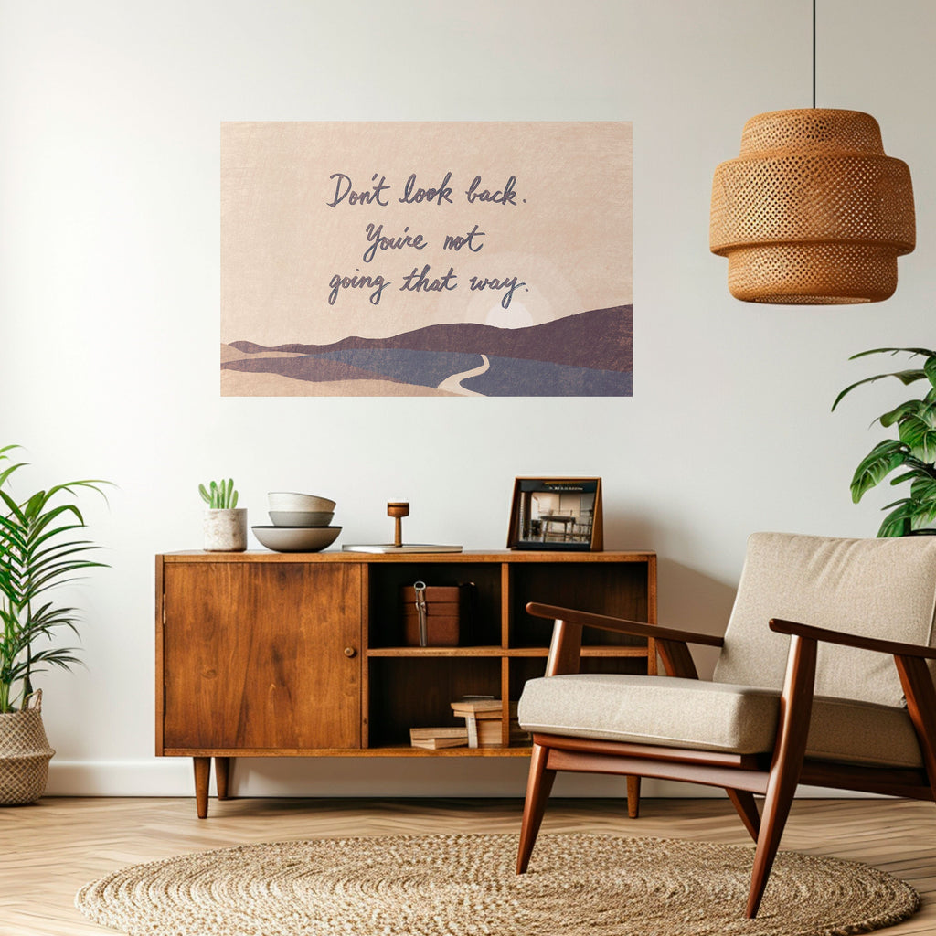 Affiche horizontale autocollante « NE REGARDEZ PAS EN ARRIÈRE »