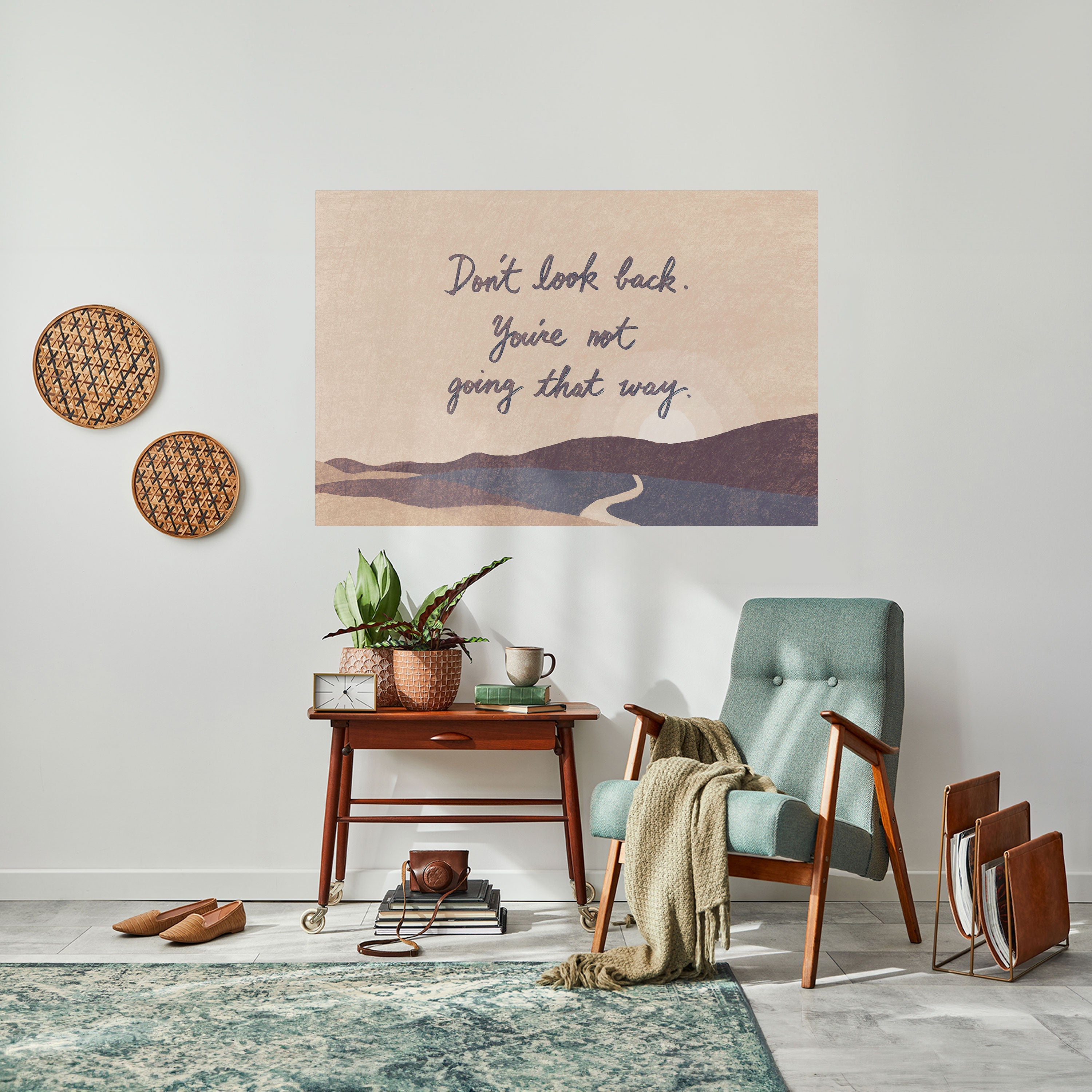 Affiche horizontale autocollante « NE REGARDEZ PAS EN ARRIÈRE »