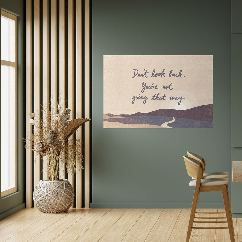 Affiche horizontale autocollante « NE REGARDEZ PAS EN ARRIÈRE »