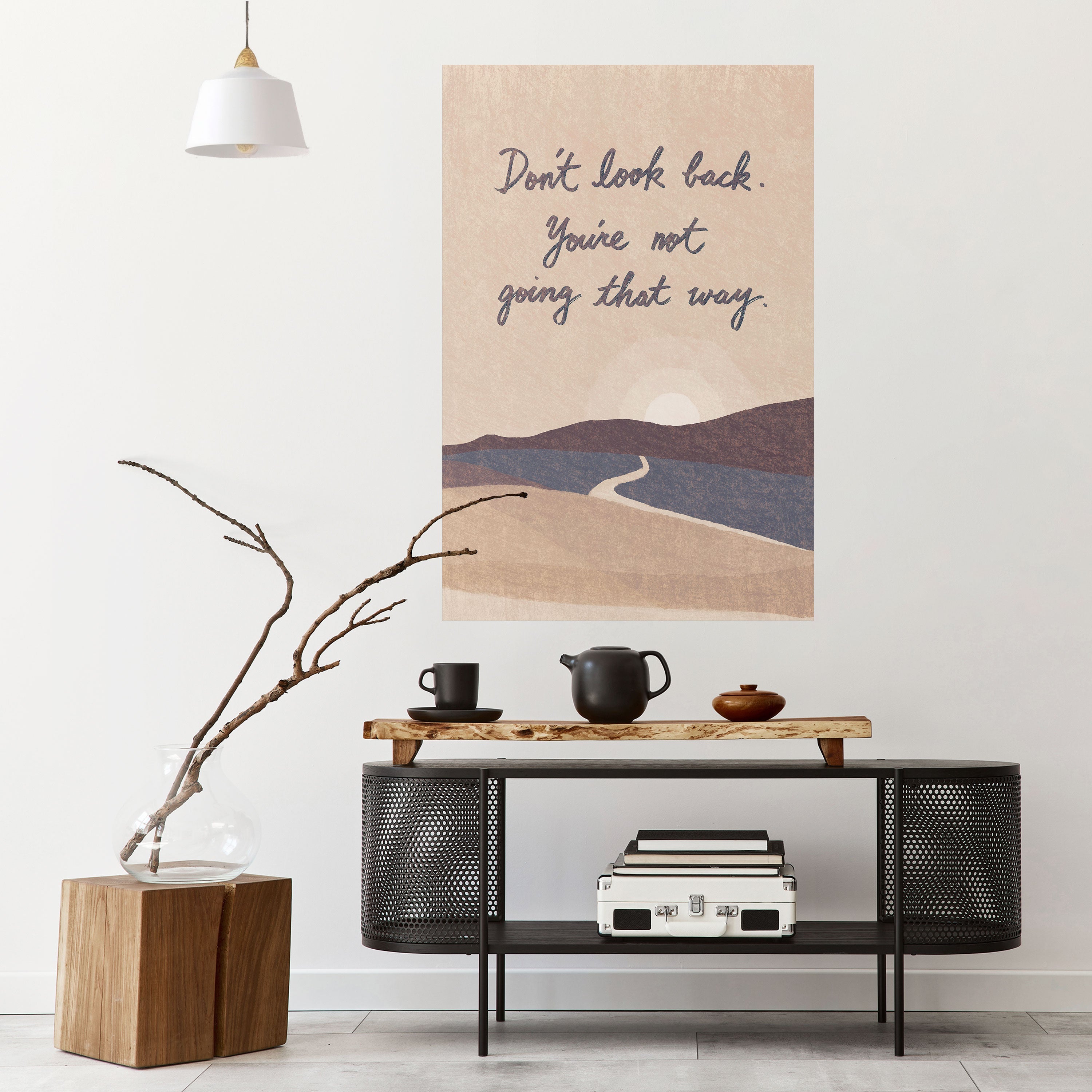 Affiche verticale autocollante « NE REGARDEZ PAS EN ARRIÈRE »