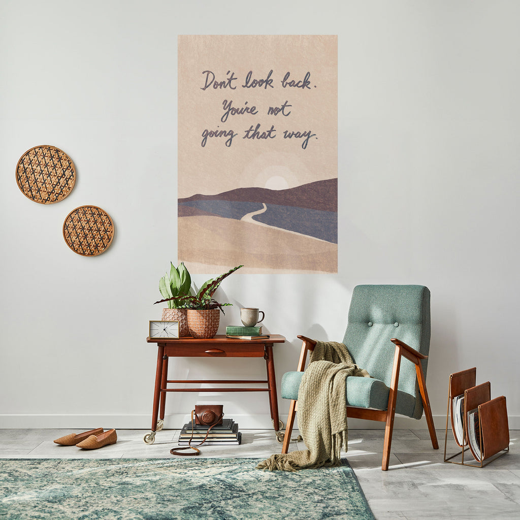 Affiche verticale autocollante « NE REGARDEZ PAS EN ARRIÈRE »