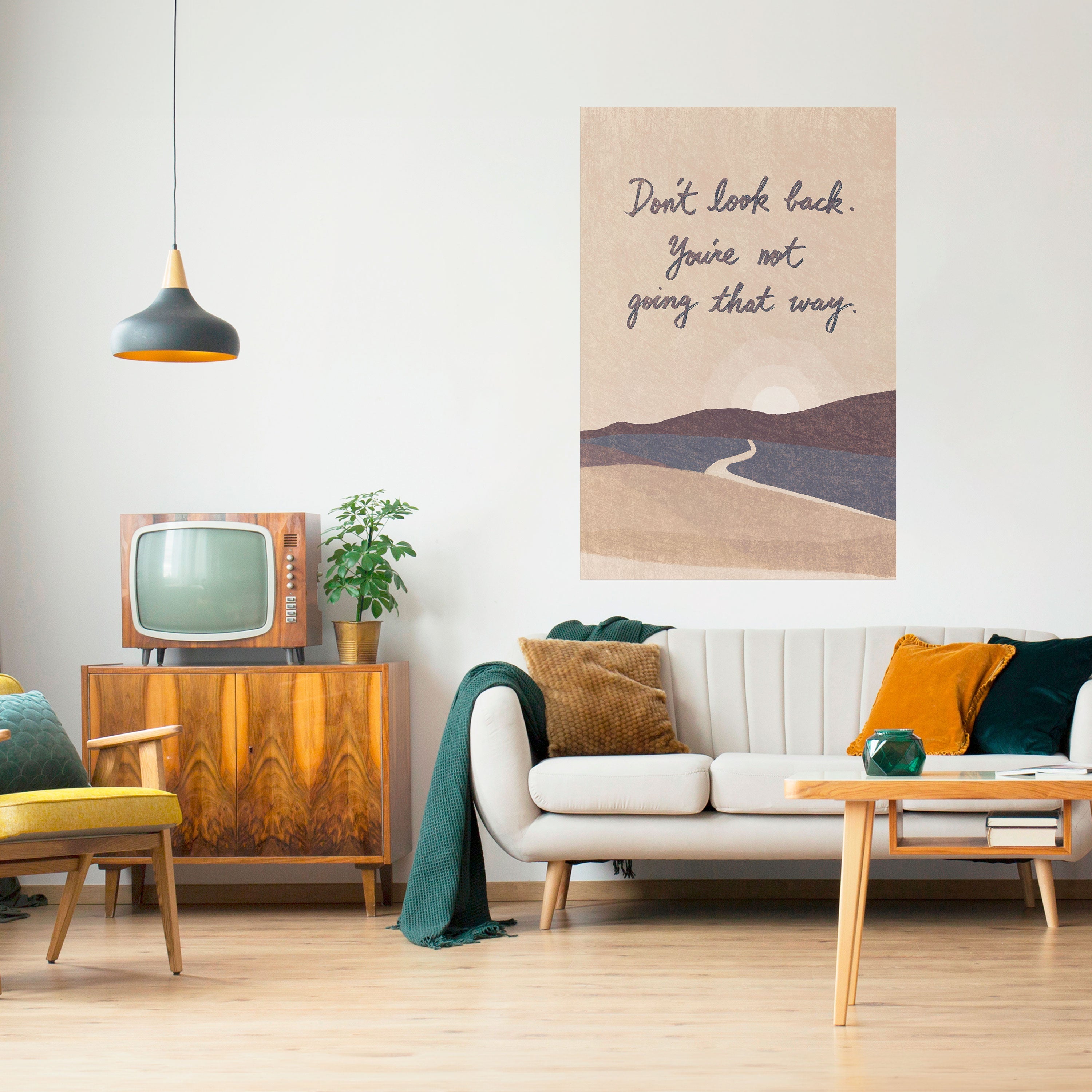 Affiche verticale autocollante « NE REGARDEZ PAS EN ARRIÈRE »