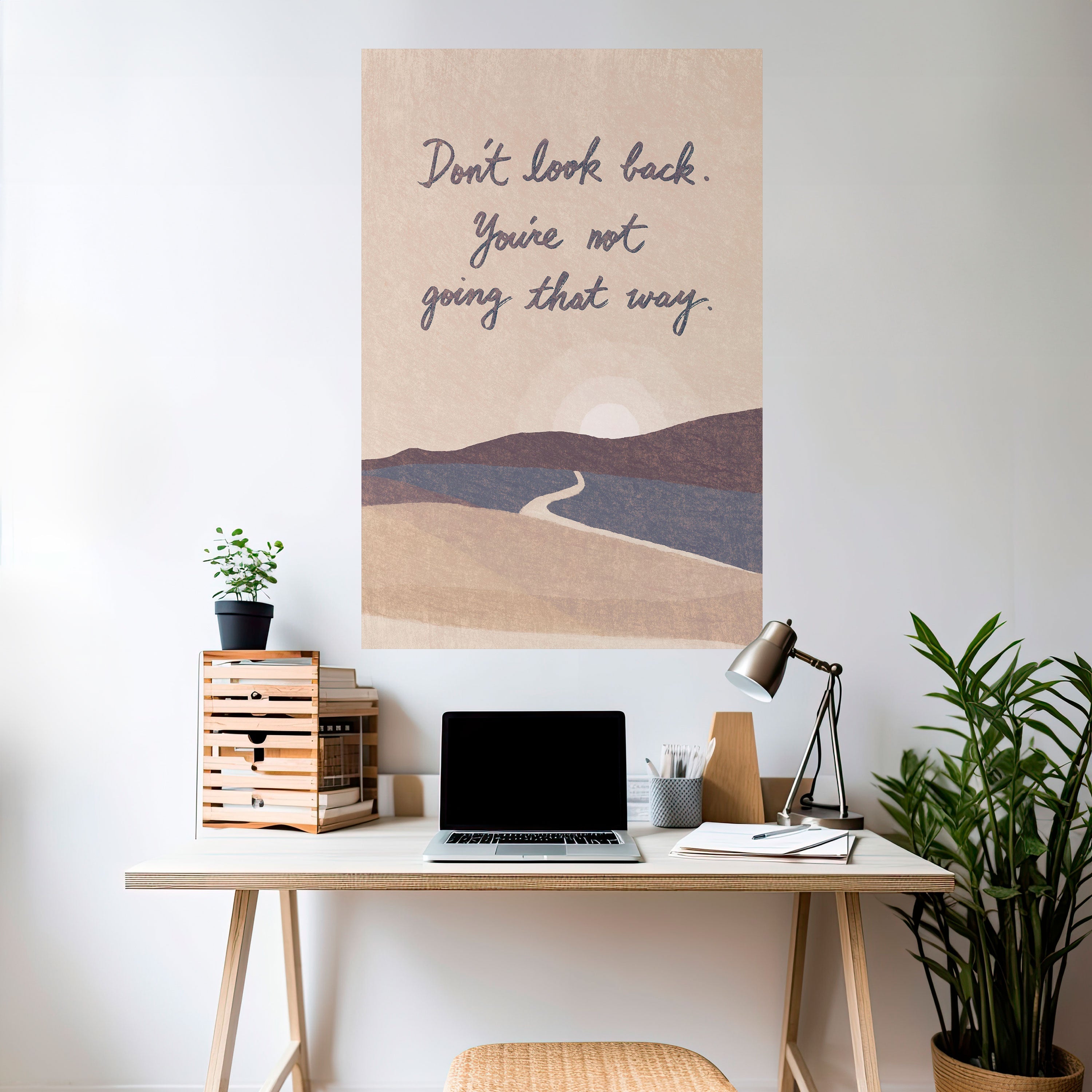 Affiche verticale autocollante « NE REGARDEZ PAS EN ARRIÈRE »