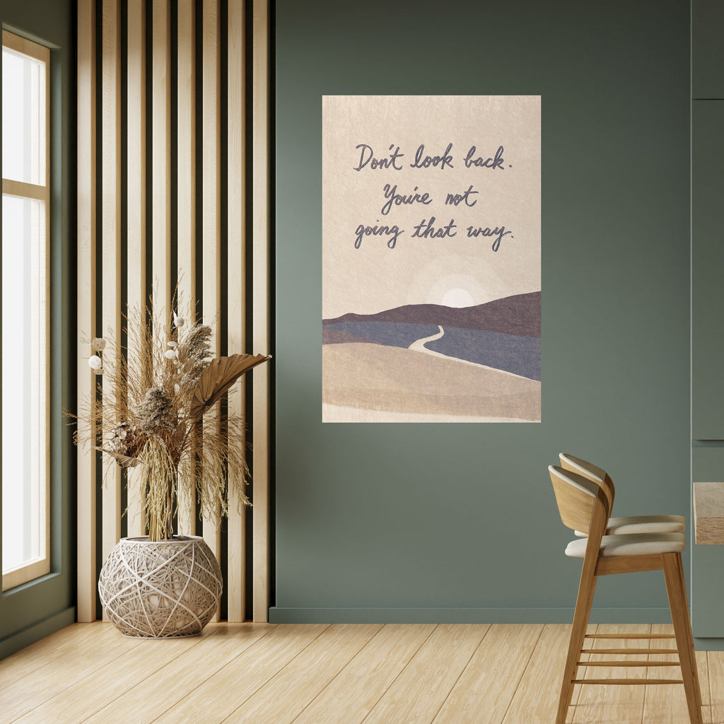 Affiche verticale autocollante « NE REGARDEZ PAS EN ARRIÈRE »