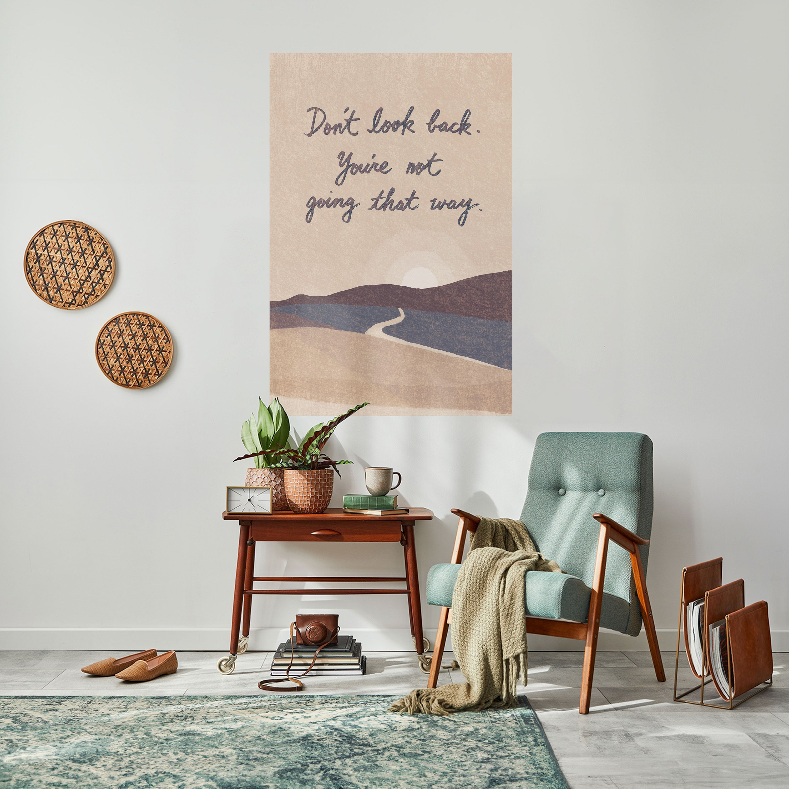 Affiche verticale autocollante « NE REGARDEZ PAS EN ARRIÈRE »