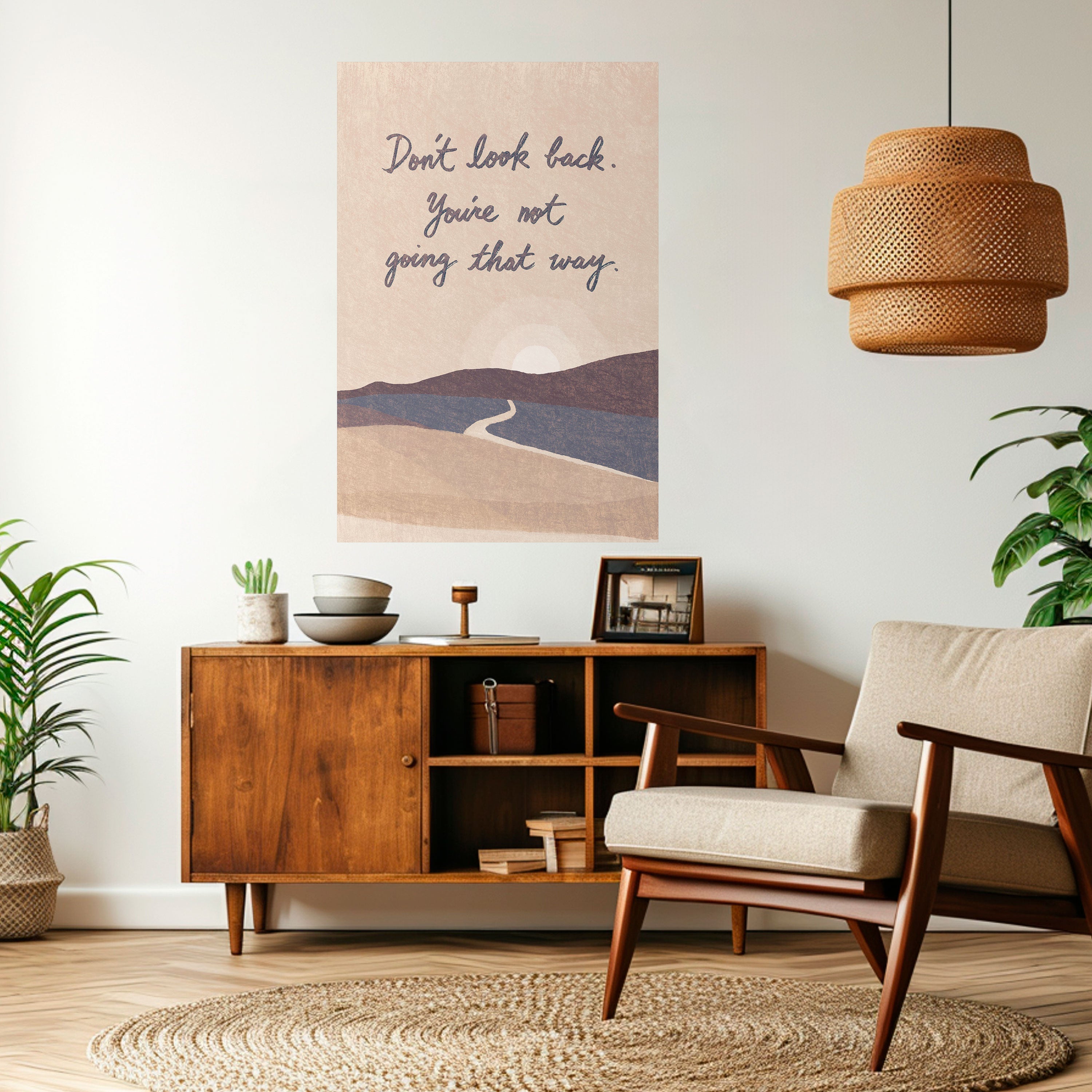 Affiche verticale autocollante « NE REGARDEZ PAS EN ARRIÈRE »