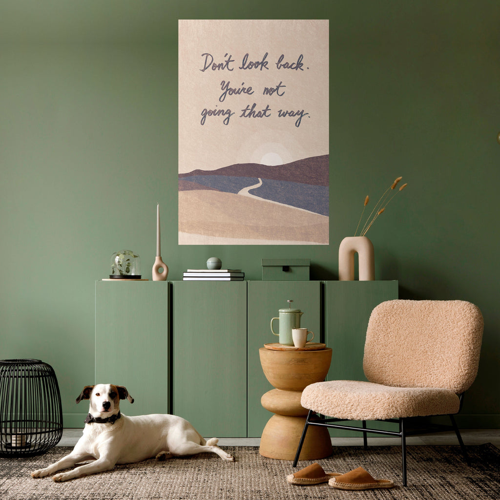 Affiche verticale autocollante « NE REGARDEZ PAS EN ARRIÈRE »