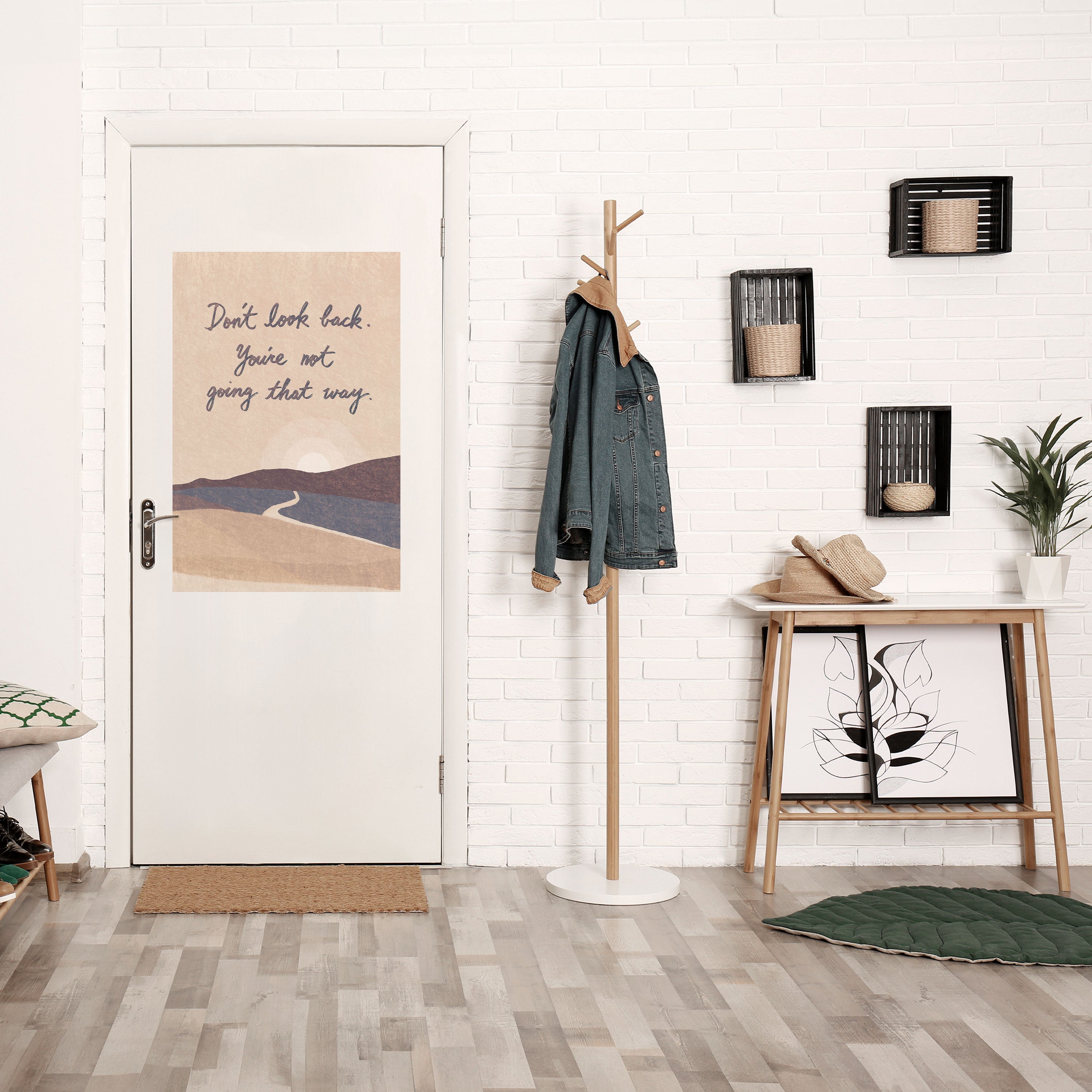 Affiche verticale autocollante « NE REGARDEZ PAS EN ARRIÈRE »