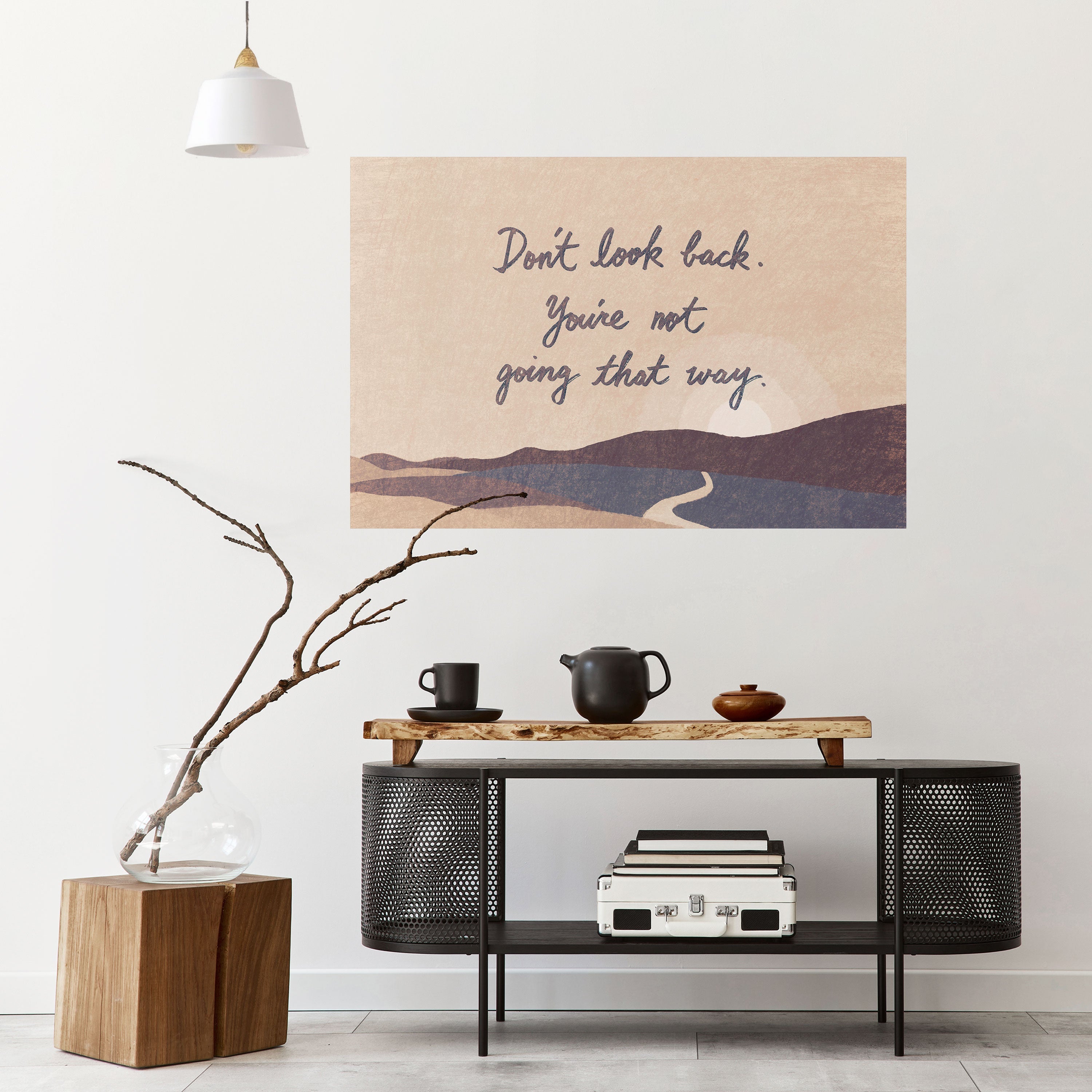 Affiche horizontale autocollante « NE REGARDEZ PAS EN ARRIÈRE »