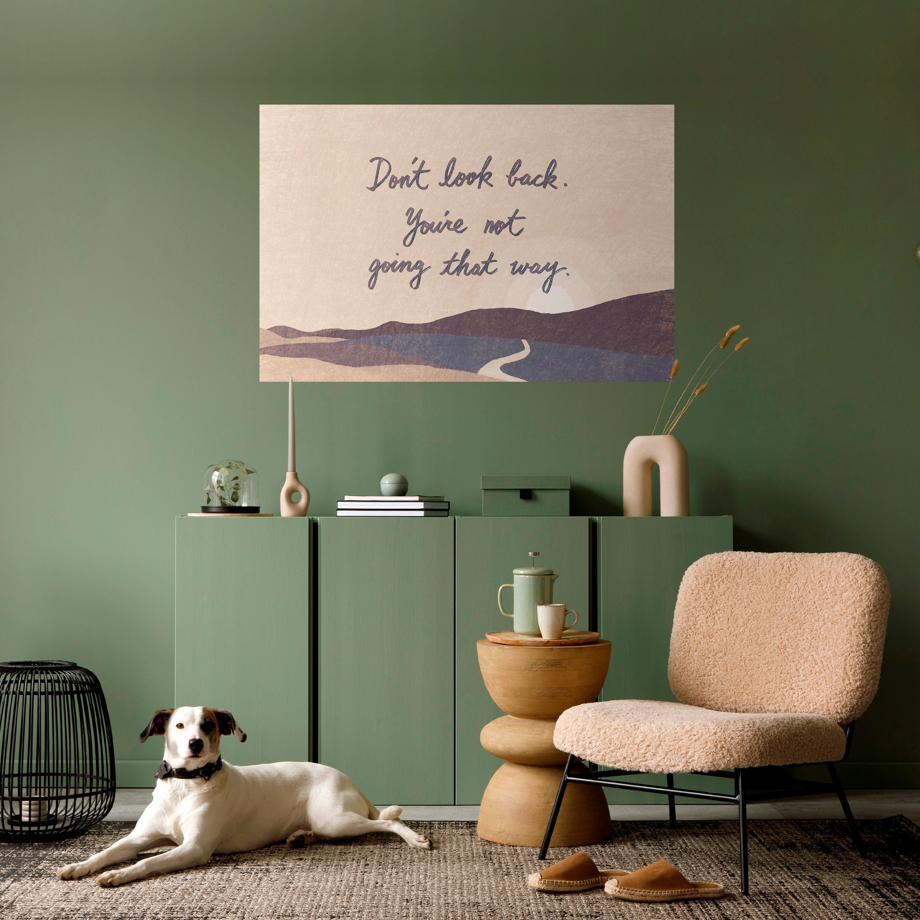 Affiche horizontale autocollante « NE REGARDEZ PAS EN ARRIÈRE »