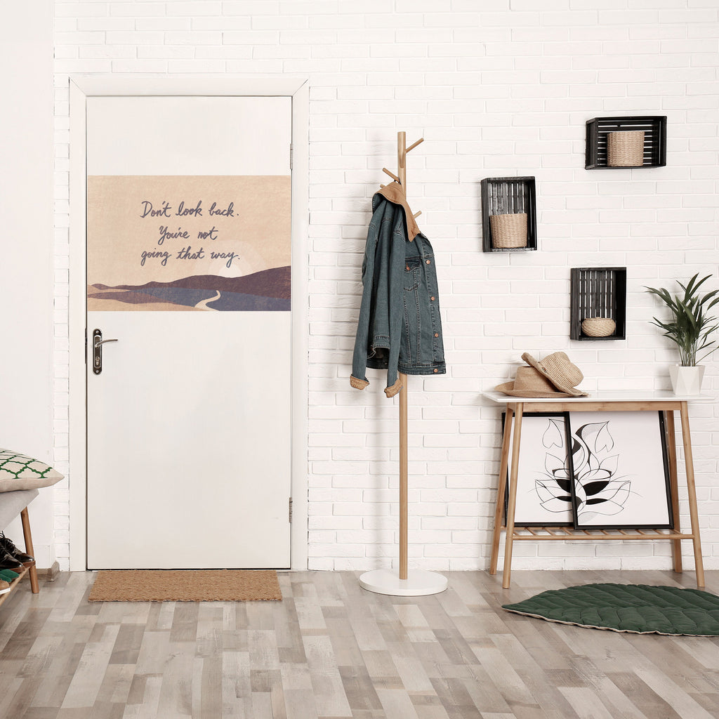 Affiche horizontale autocollante « NE REGARDEZ PAS EN ARRIÈRE »