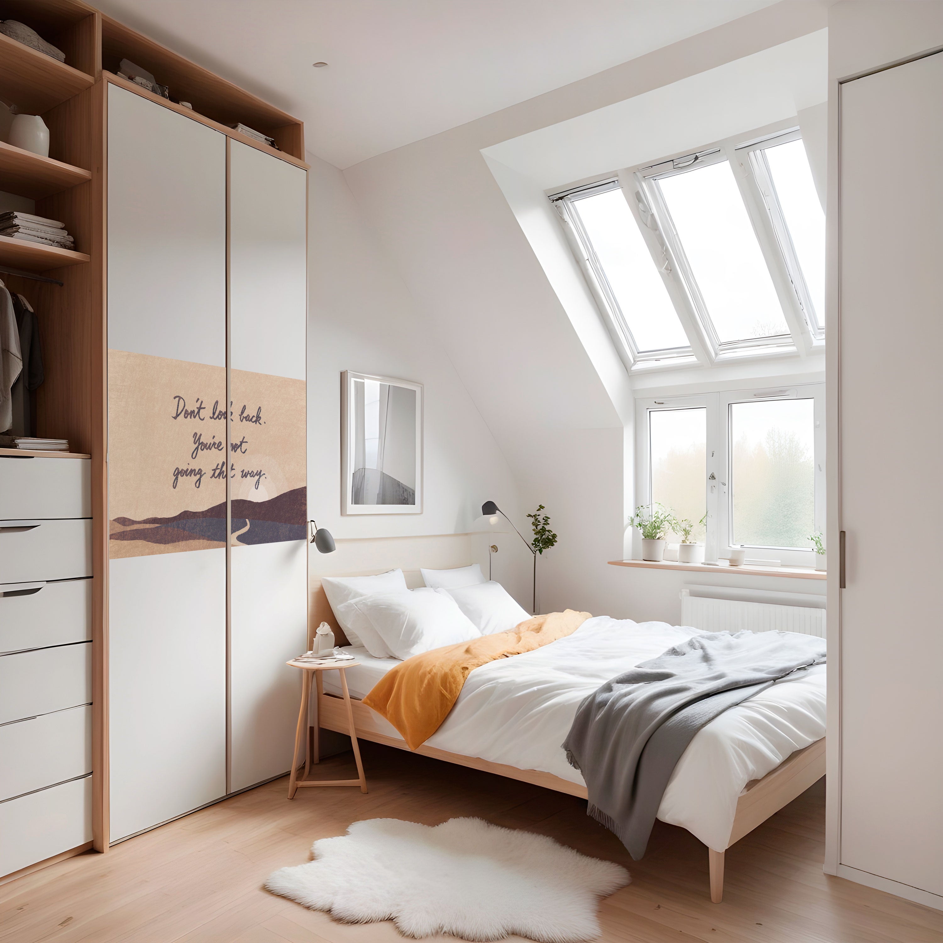 Affiche horizontale autocollante « NE REGARDEZ PAS EN ARRIÈRE »