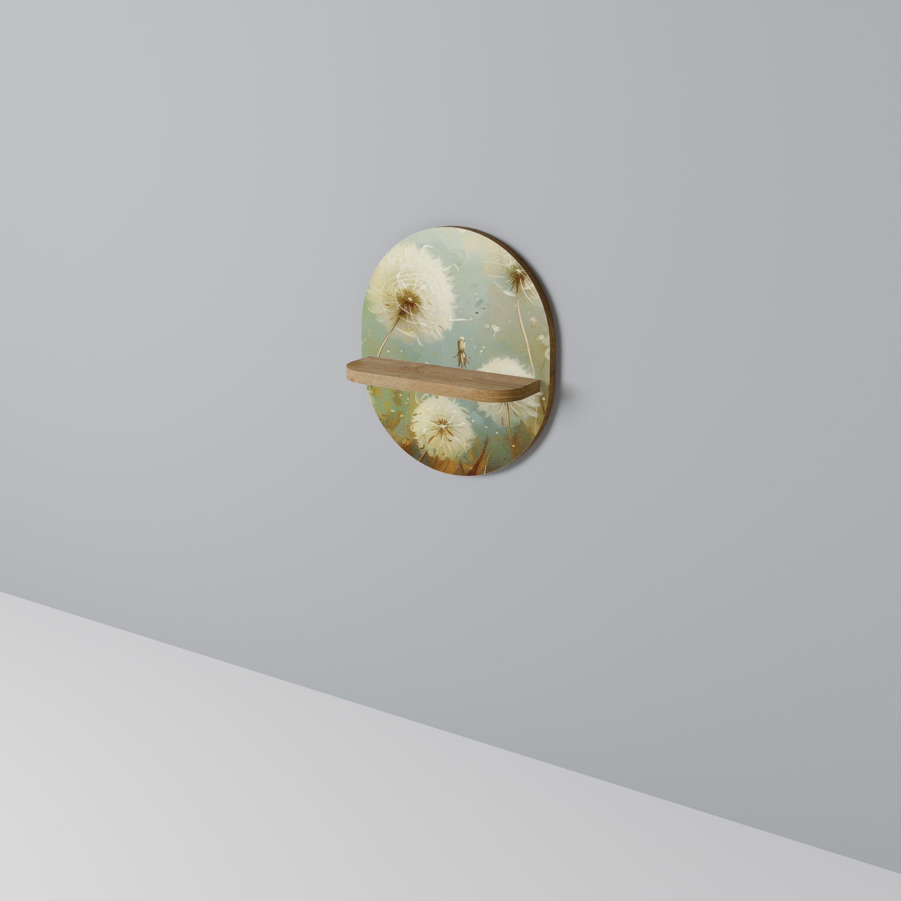 Étagère d'art ovale DREAMY MEADOW effet chêne