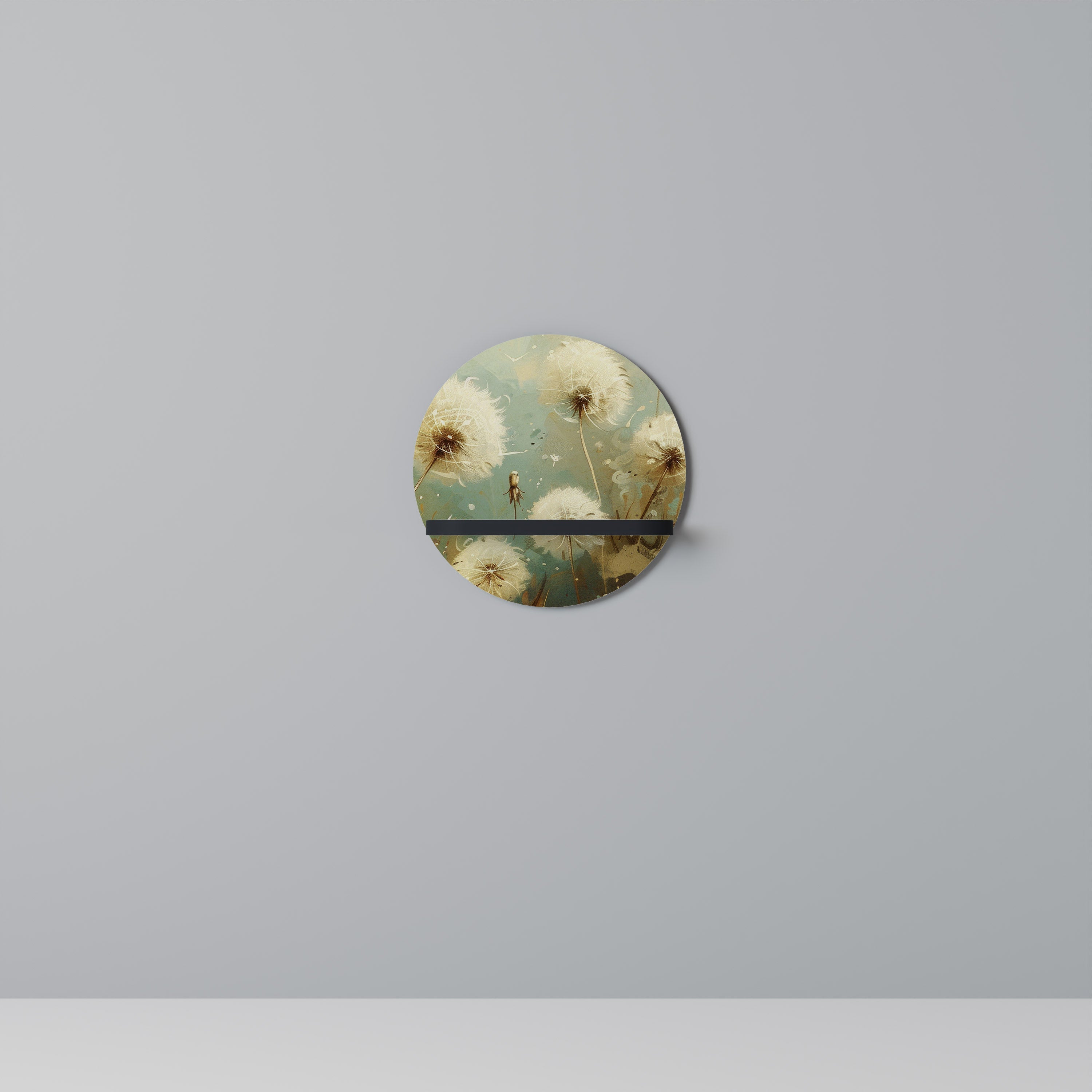 DREAMY MEADOW Round Art Shelf In Black Finish